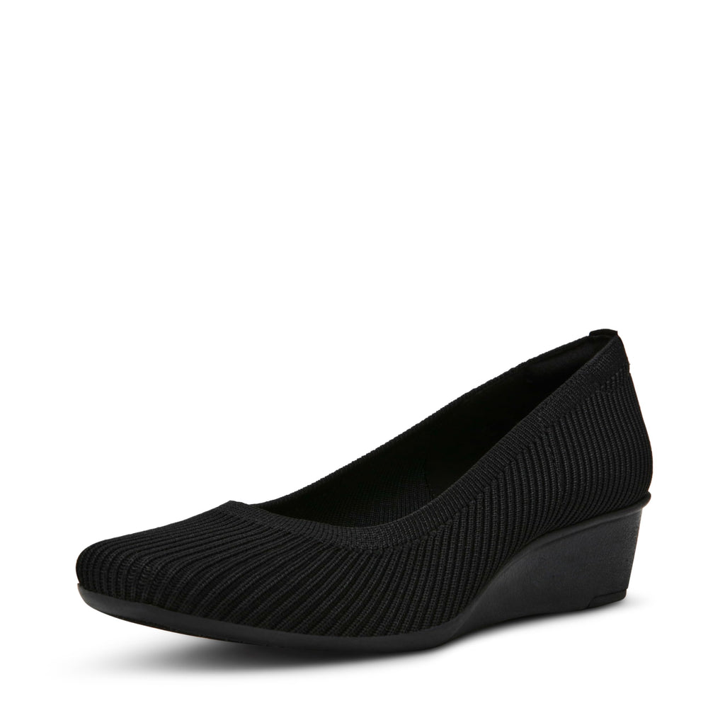 Anne Klein Women's Wisher Closed Toe Comfortable Slip-On Business Casual Pump Wedge, Black Knit, 9