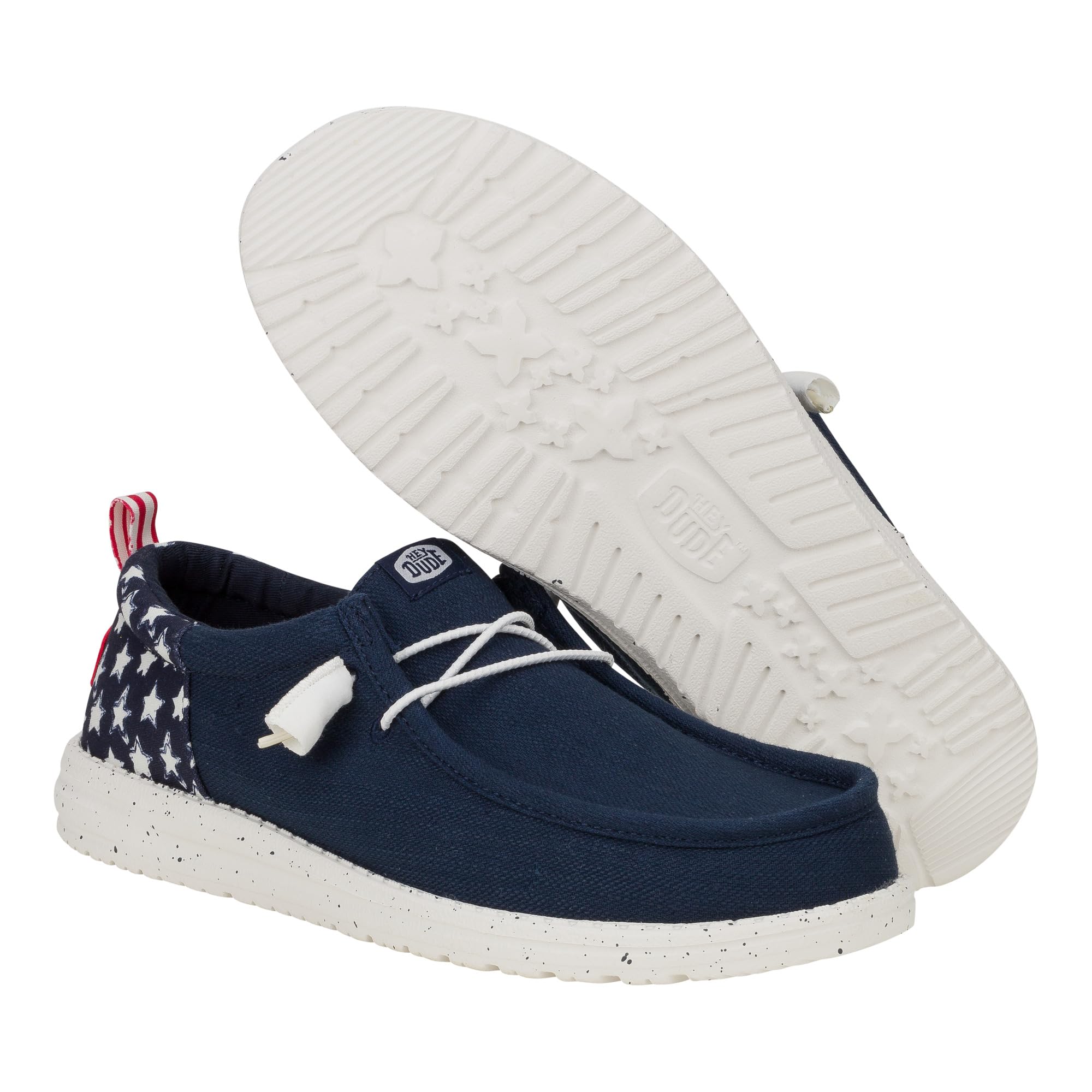 HEYDUDE Wally Funk Americana Stars Navy Blazer Size 11, Men’s Shoes, Men's Slip-on Loafers, Comfortable & Light-Weight