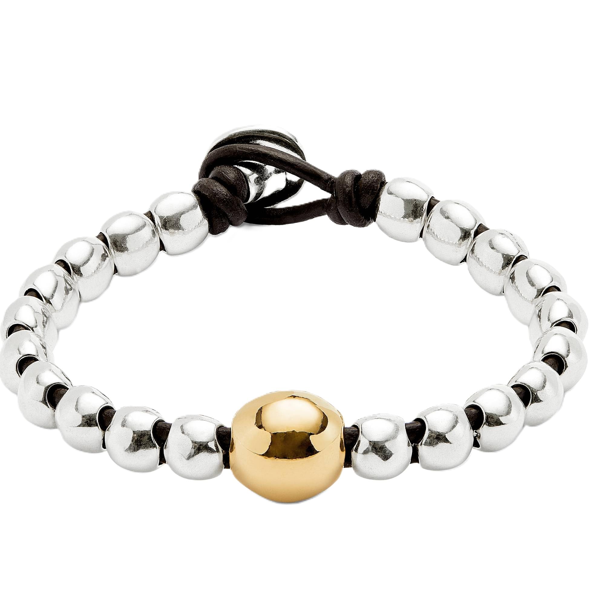 Uno de 50 SER INTREPIDA Sterling Silver and 18K Gold-Plated Beaded Bracelet, 7", Handmade in Spain