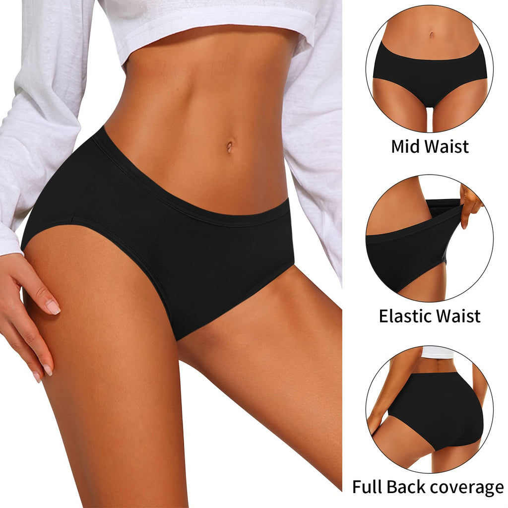 CULAYII Bikini Underwear for Women Seamless Womens Underwear Low Waist Cotton Panties for Women Hi-Cut Underwear Woman Packs(size L)