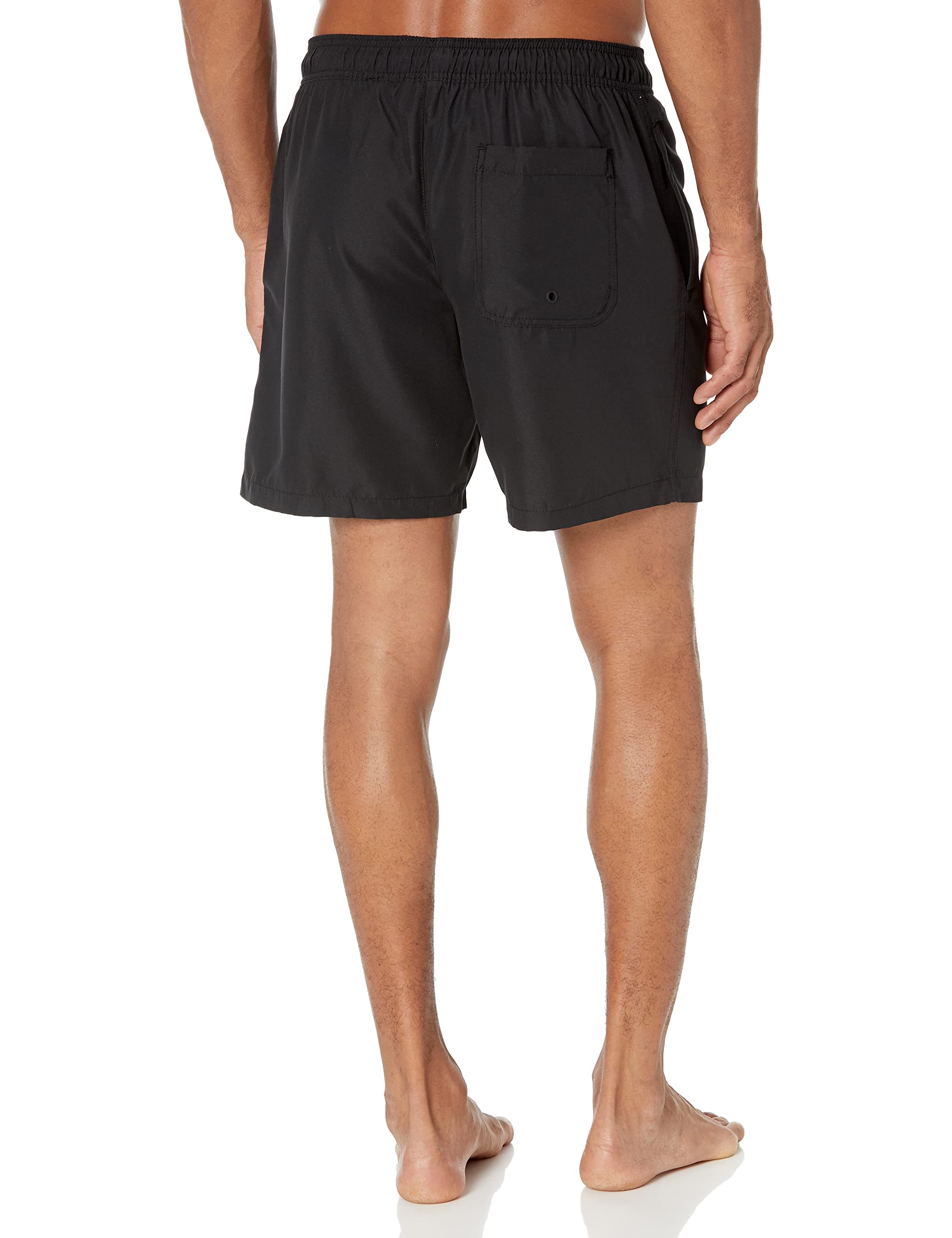 Amazon Essentials Men's Swim Trunks with Mesh Lining, Pockets, Drawstring Closure, Black, Medium