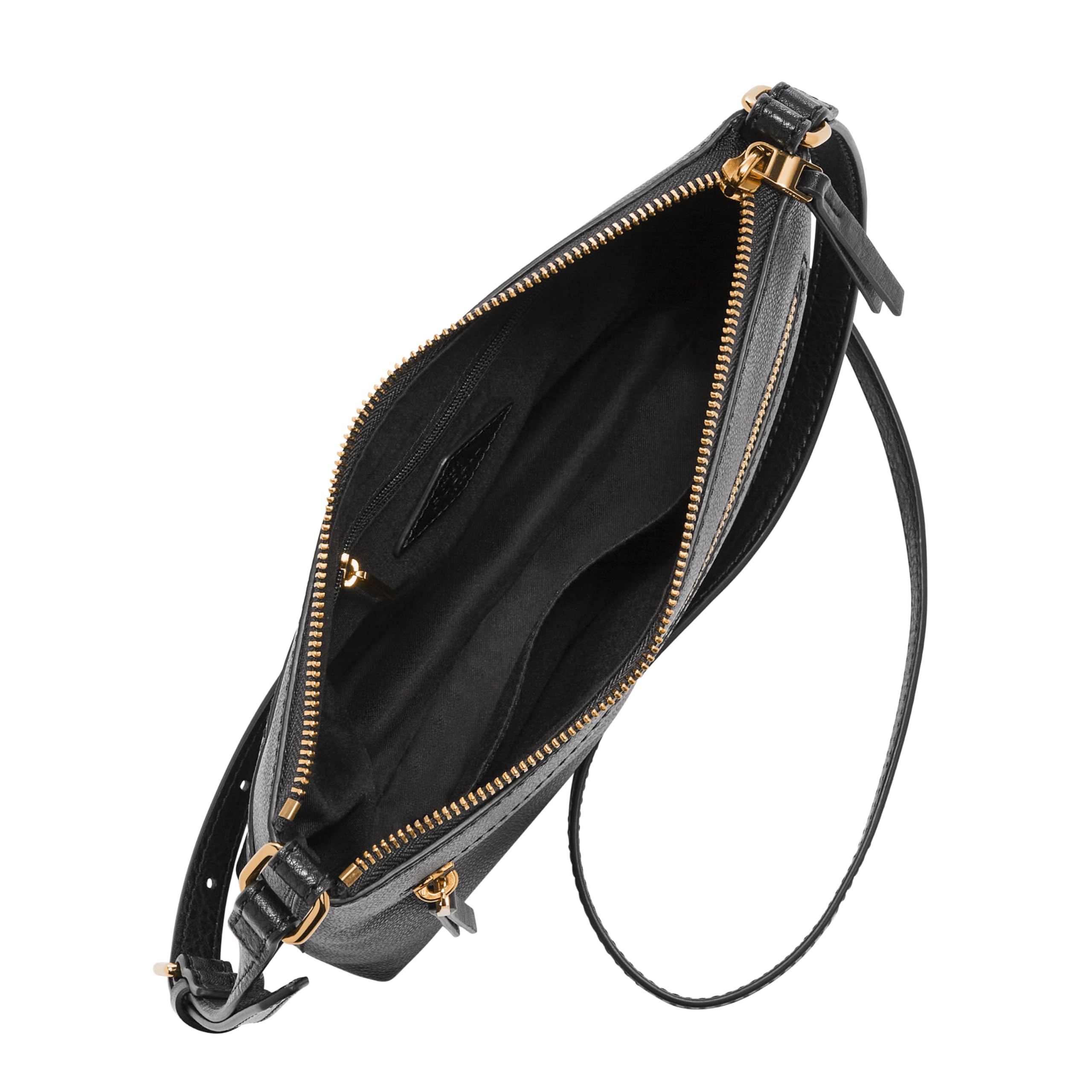 Fossil Women's Fiona Leather Large Crossbody Purse Handbag, Black (Model: ZB7267001)