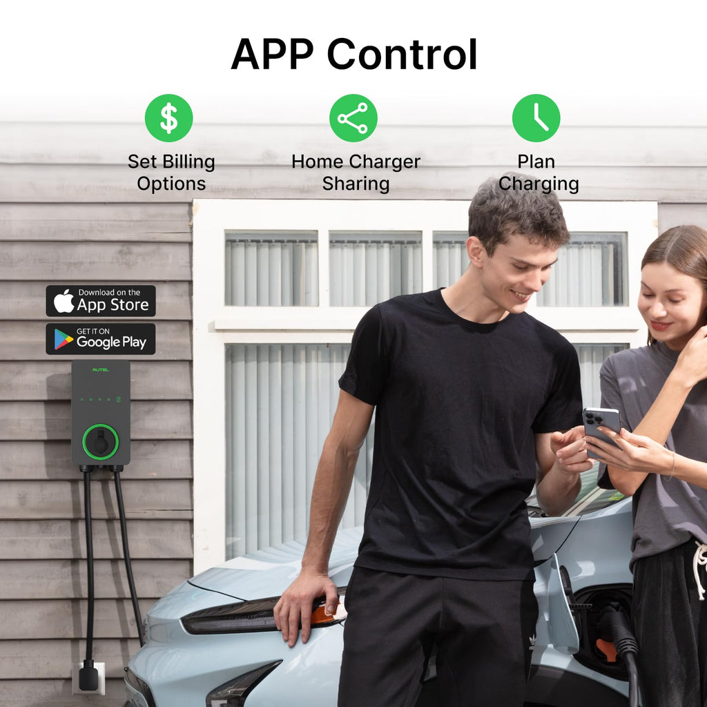 Autel Level 2 EV Charger 40 Amp Home Smart AI Electric Vehicle (EV) Charger, Wi-Fi and Bluetooth Enabled EVSE, with in-Body Holster and 25-Foot Cable NEMA 14-50 Plug(Dark Gray)