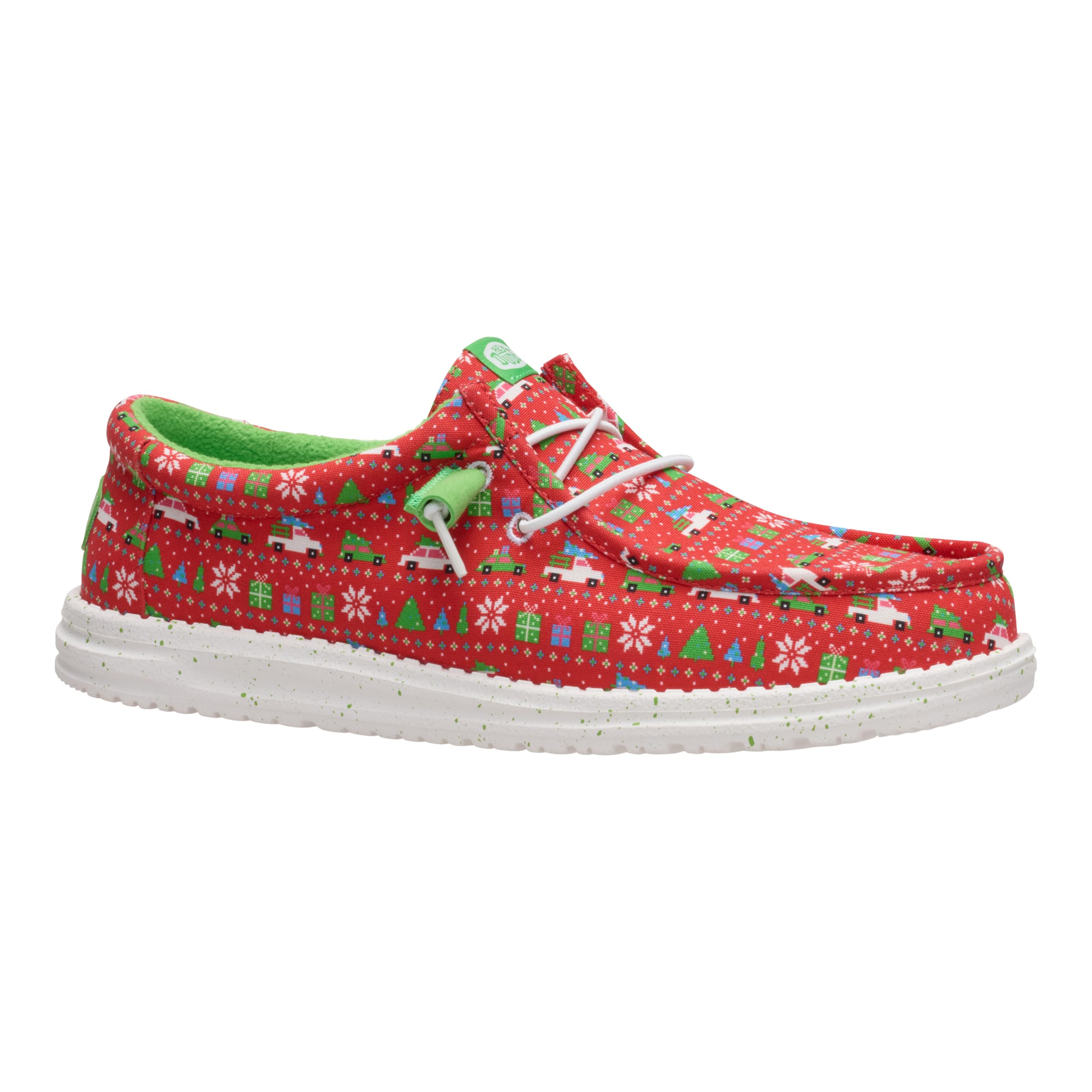 HEYDUDE Wally Holiday Sweater Red/Green/Multi 11, Men’s Shoes, Slip-on Loafers, Comfortable & Light-Weight