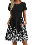 Zeagoo Flowy Summer Dresses for Women Short Sleeve Casual Floral Print 2026 A-Line Beach Mini Dress with Pockets Hawaiian Tropical Vacation
