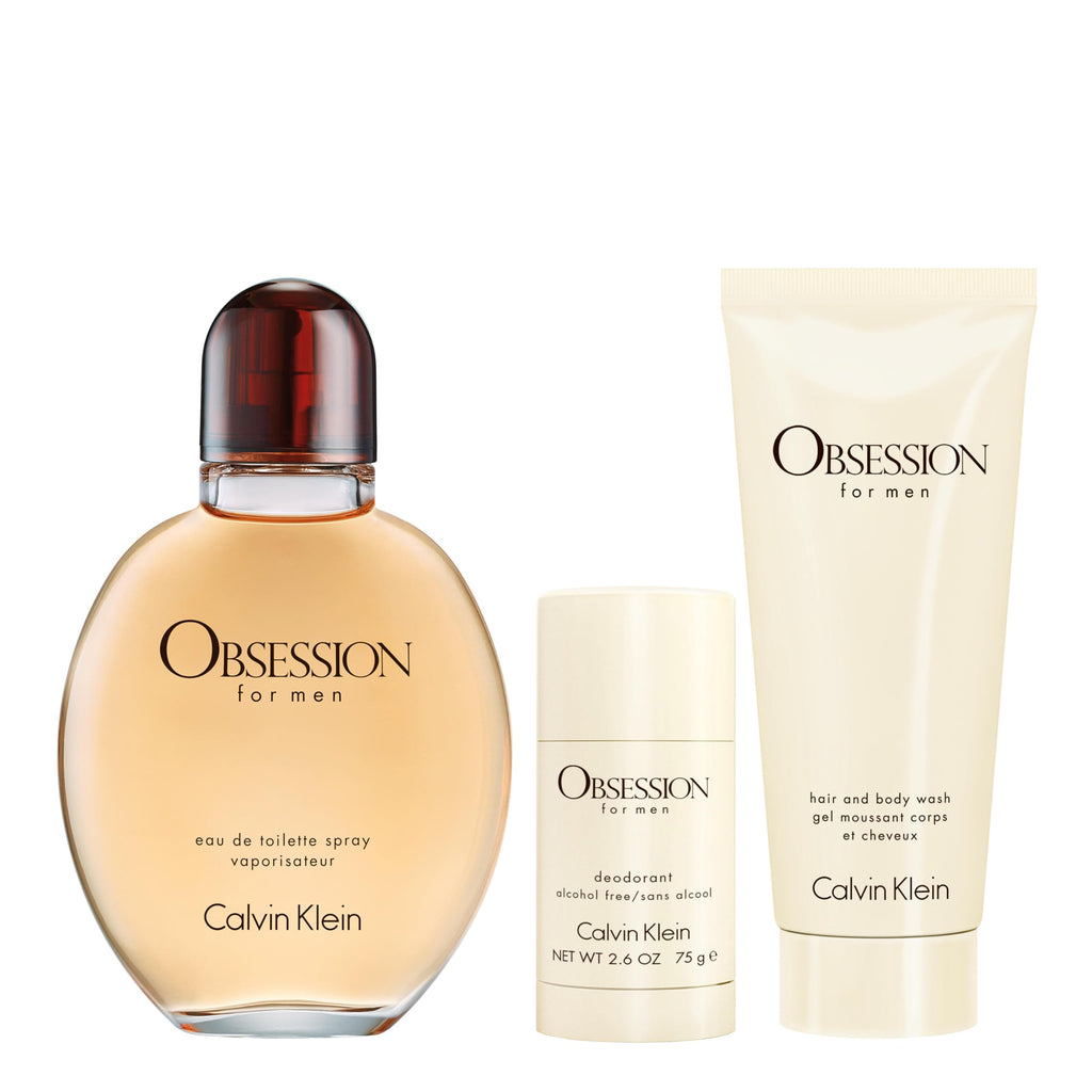 Calvin Klein Obsession 3-Piece Gift Set - Eau de Toilette 4.2 fl oz, Shower Gel 3.3 fl oz, Deodorant 2.5 oz - Men's Fragrance – With Notes of Bergamot, Mandarin, Lavender & Musk