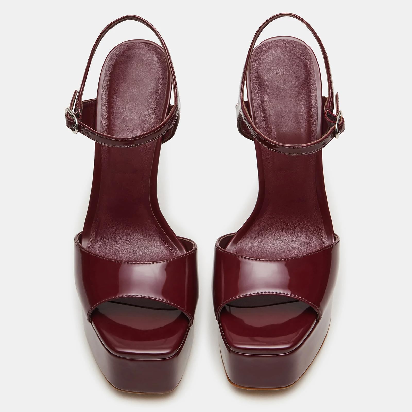 UBWDU Stiletto High Platform Heels for Women Peep Open Toe Ankle Strap Heeled Sandals Wedding Shoes Burgundy 7