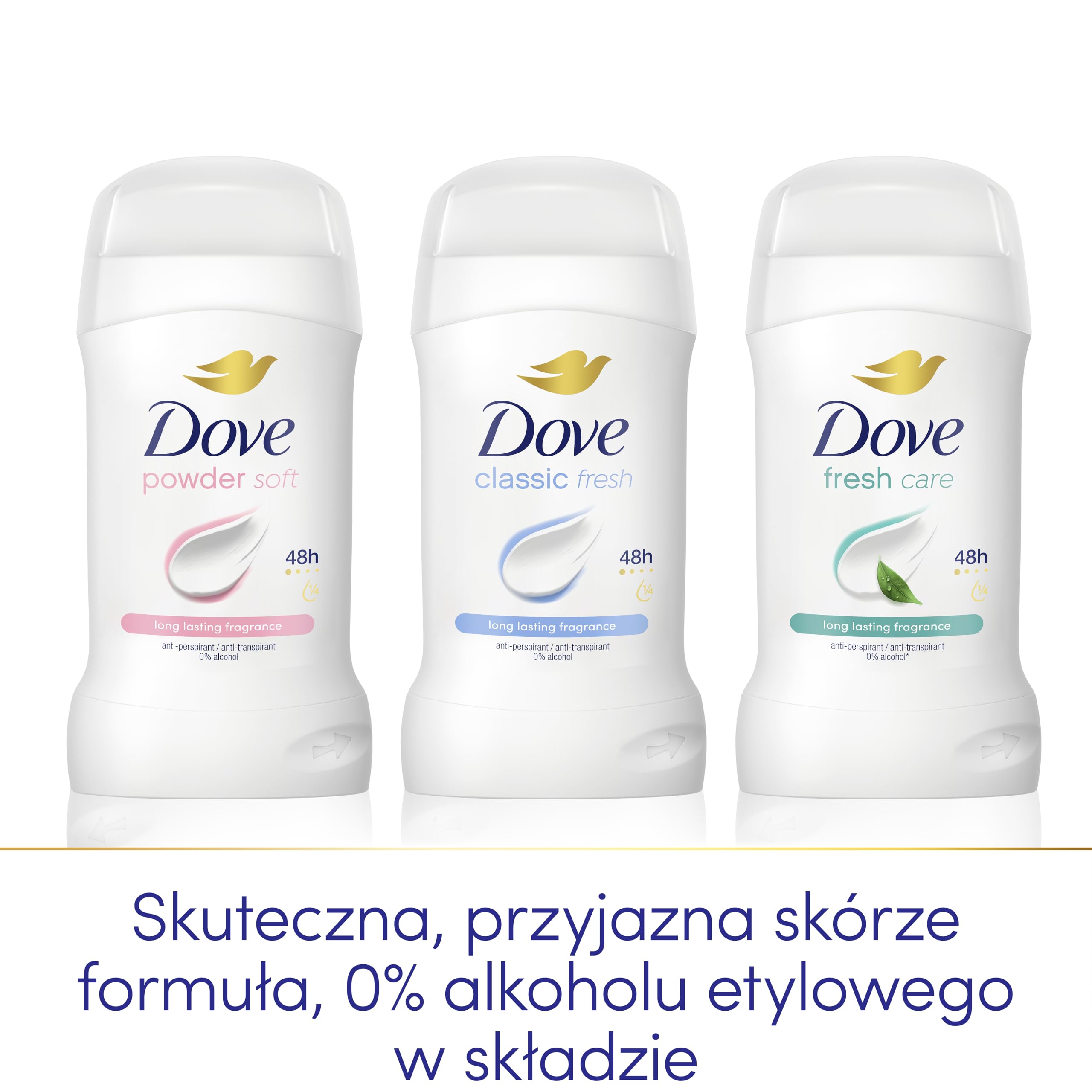 Dove Classic Fresh Anti-Perspirant Cream Women's Deodorant Stick with ¼ moisturising cream for 48 hour sweat protection and long-lasting fragrance 50 ml