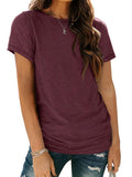 AUTOMET Women's Soft Basic Short Sleeve T-Shirt, Round Neck Top Casual Tee for Spring Summer Resort Wear 02winered XL