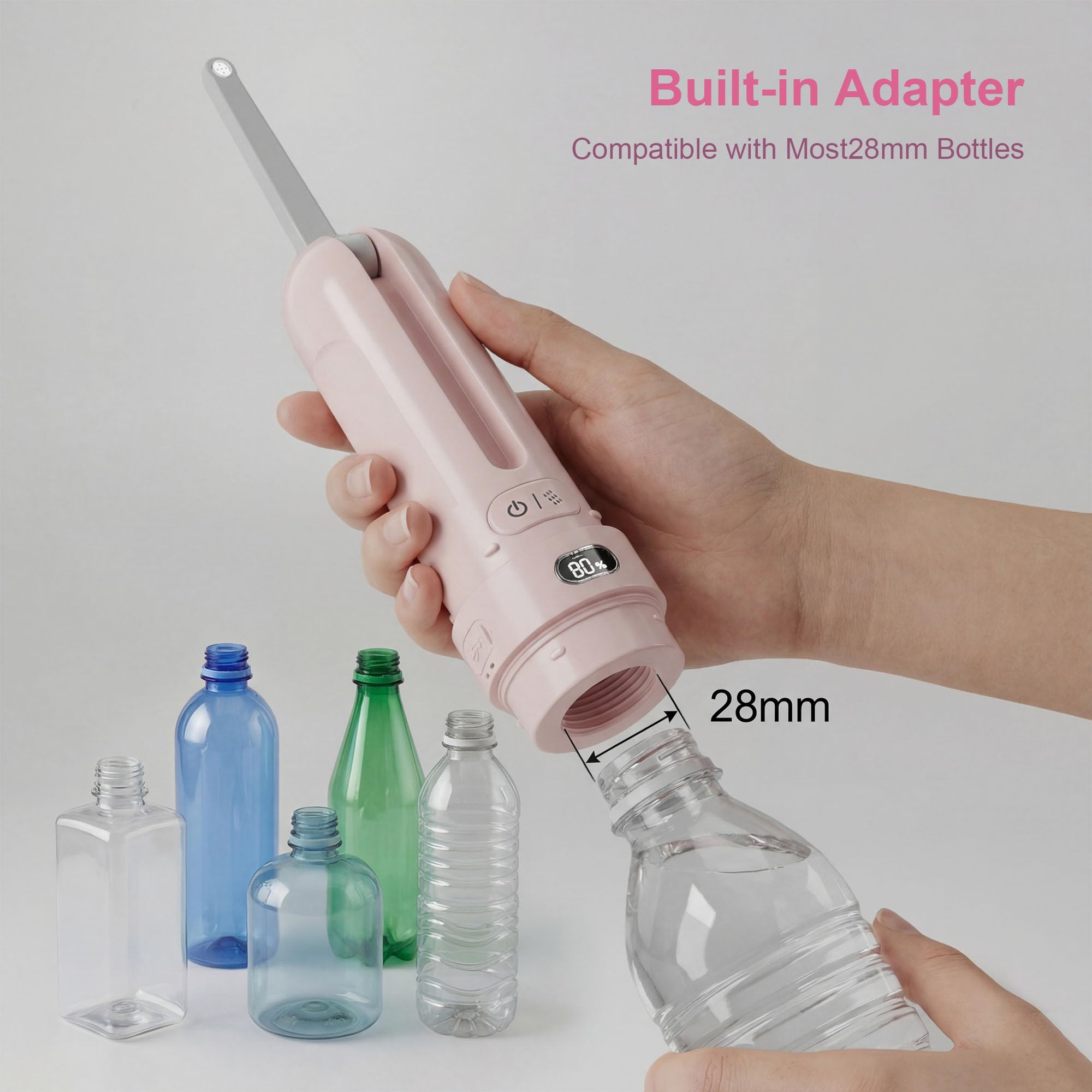 WeWi HLTH Electric Portable Bidet – Rechargeable Travel Bidet for Women Postpartum Care & Personal Hygiene | with 3 Pressure Modes for Home Travel & Camping (Pink)