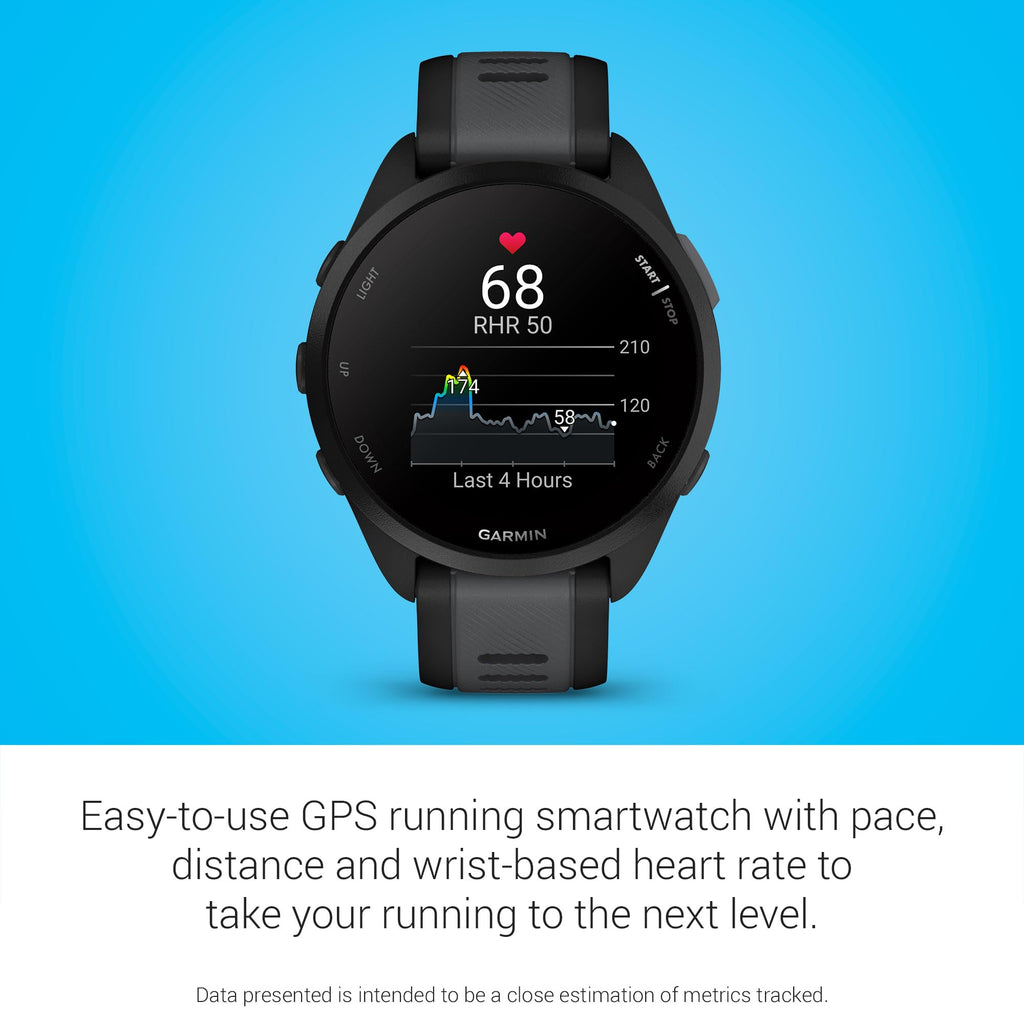 Garmin Forerunner 165, Running Smartwatch, Colorful AMOLED Display, Training Metrics and Recovery Insights, Black