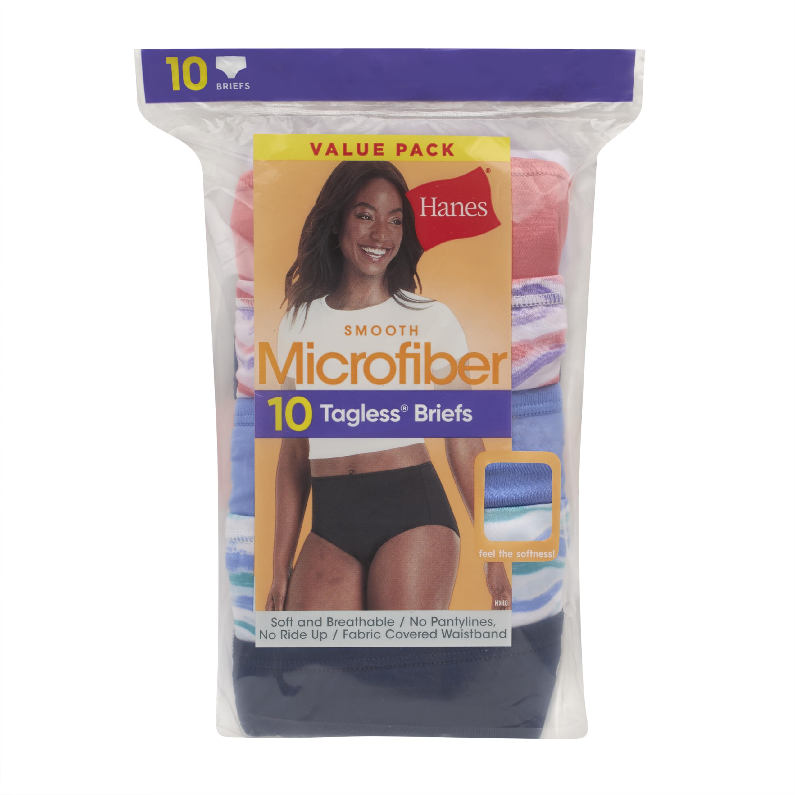 Hanes womens Cool Comfort Microfiber Underwear, 10-pack Briefs, 10 Pack - Assorted 1, US