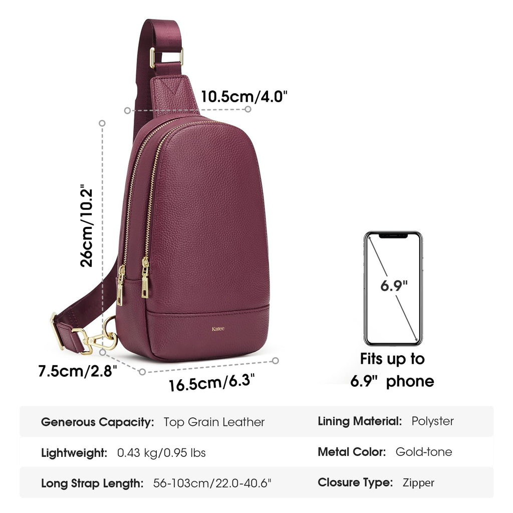 Kattee Sling Bag for Women Crossbody, Soft Leather Fanny Packs for Women, Small Crossbody Chest Bag with RFID Blocking