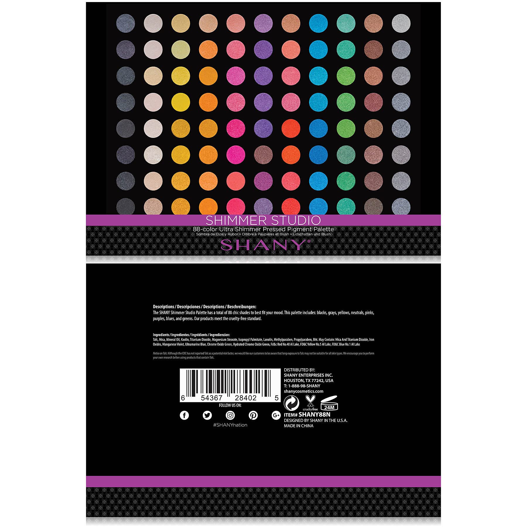 SHANY SHIMMER STUDIO Eye shadow Palette, Matte,Shimmer and Metallic Eye Makeup, Studio Colors for Smoky Eyes and Natural Look