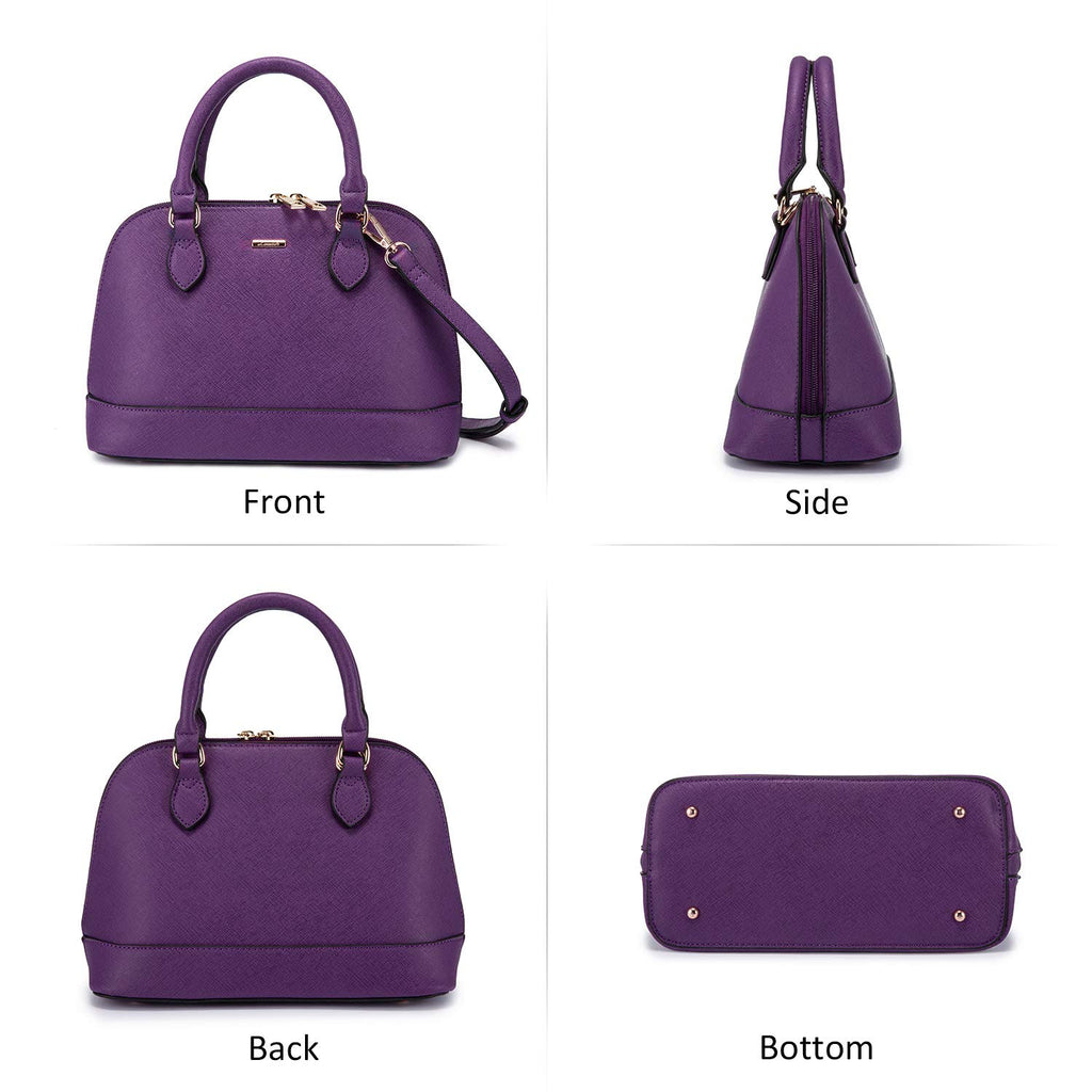 Small Crossbody Bags for Women Classic Double Zip Top Handle Dome Satchel Bag Shoulder Purse Purple
