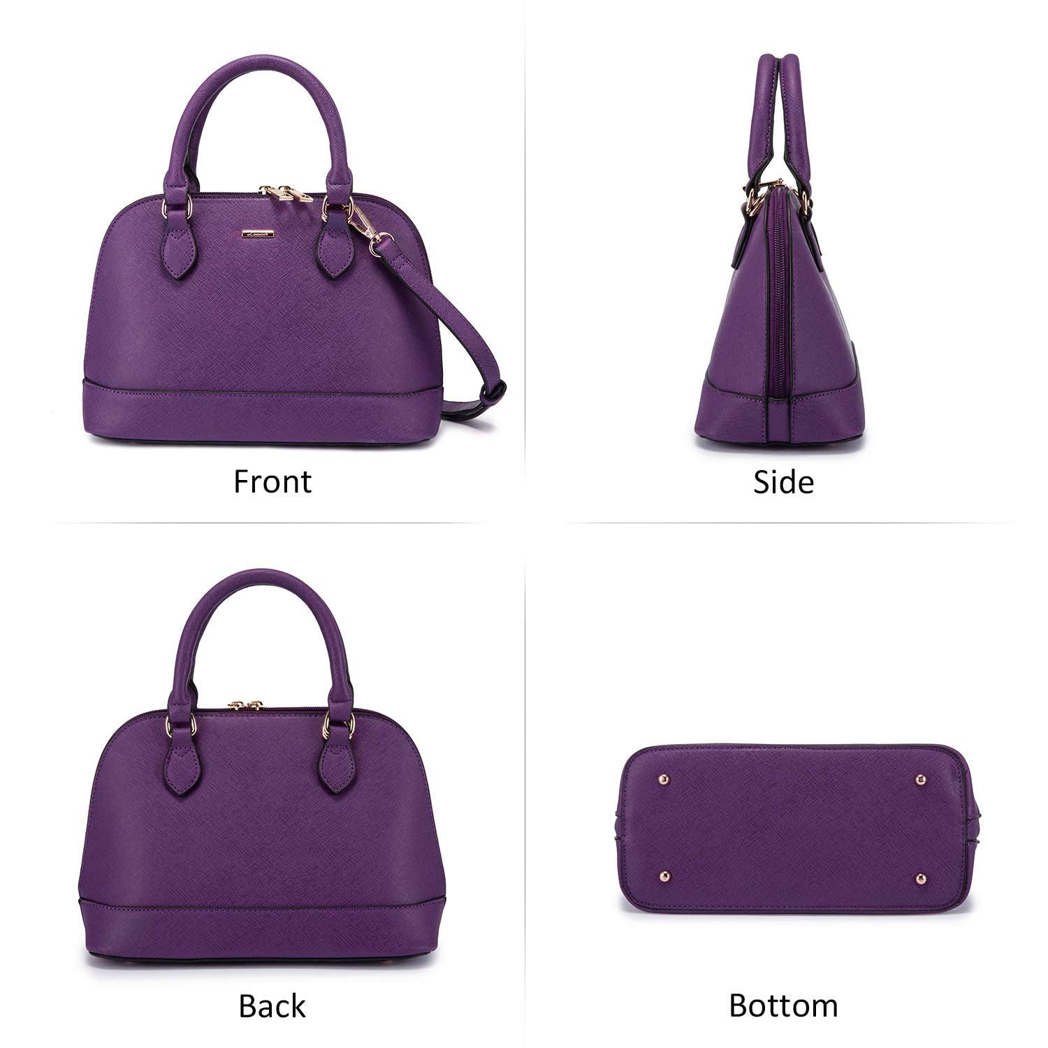 Small Crossbody Bags for Women Classic Double Zip Top Handle Dome Satchel Bag Shoulder Purse Purple
