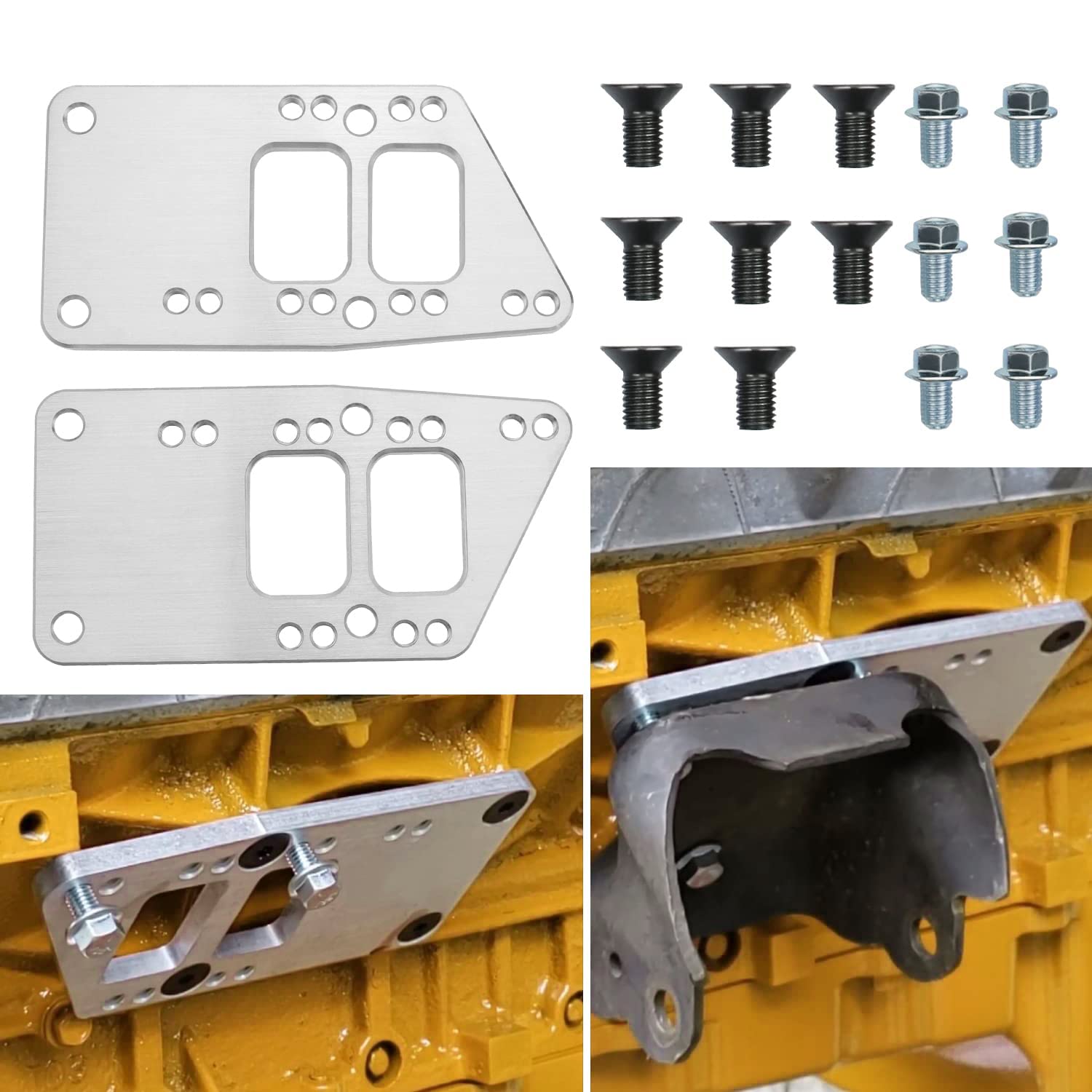 for LS Swap Motor Mounts Adapter Plates - LS Conversion Adjustable Universal Swap Bracket Small Block Kit for LS Engine, LS1 LS3 LS2 LQ4 LQ9 LS6 L92 L99 L33 LR4 Billet Aluminum