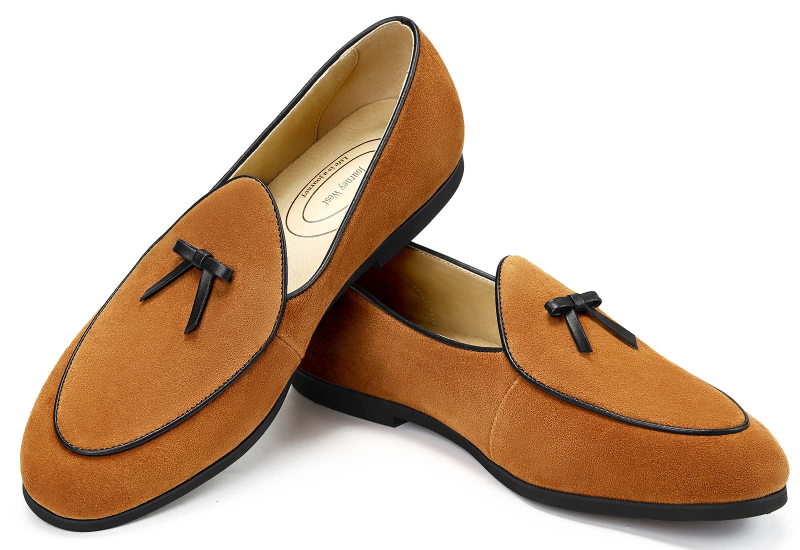 Journey West Men's Vintage Loafers for Men Belgian Loafers Slip-on Loafer Penny Loafer Casual Loafers Brown US 7