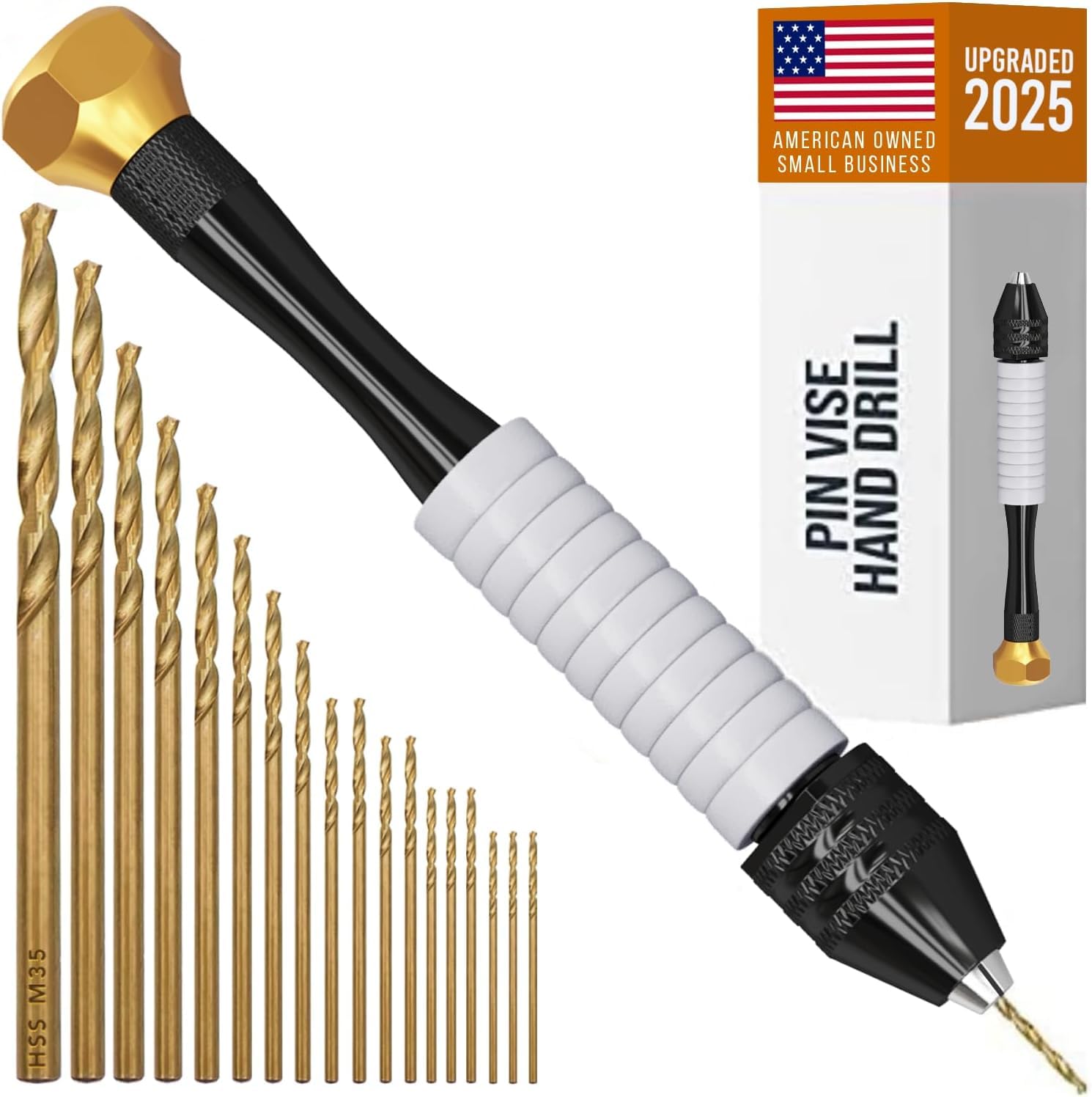 CRAFT911 Pin Vise Hand Drill Manual - Jewelry w/Micro Drill Bits (0.8mm-2.5mm) - Rotary Craft Drill for Jewelry Making, Resin, Wood, Plastic, Miniature, Beads, Clay Etc