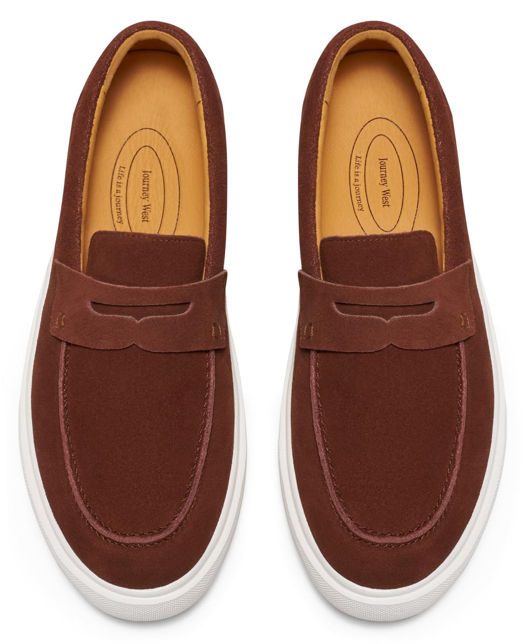 Journey West Suede Slip-on Penny Loafers Sneakers Shoes for Men Brown US 10