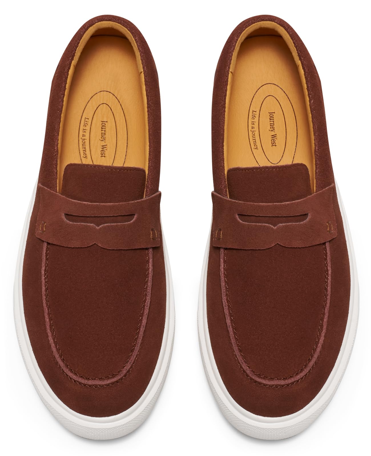 Journey West Suede Slip-on Penny Loafers Sneakers Shoes for Men Brown US 7