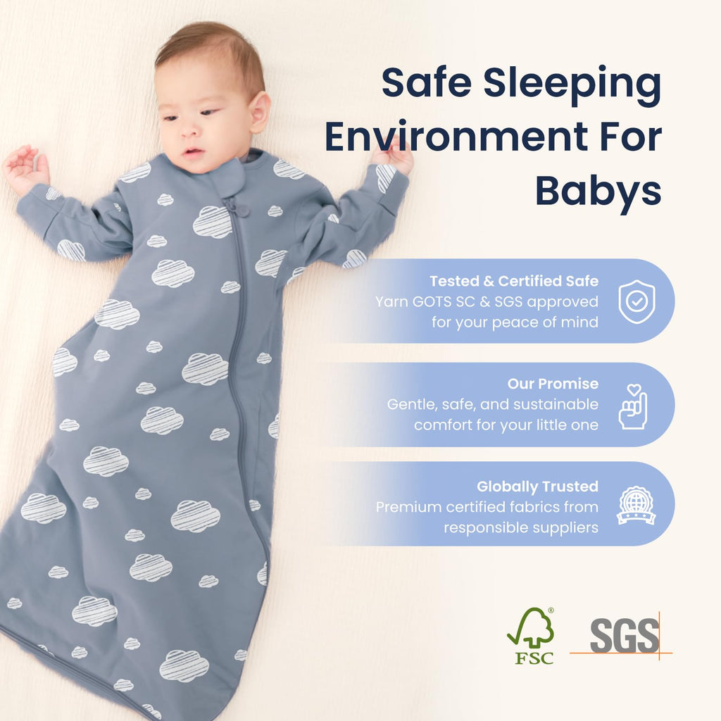 kaiya baby Unisex Sleeping Bag for Babies and Toddlers 2.5 Tog Sleep Sack 0-6Months, Long Sleeve Sleep Sack, Wearable Blanket Baby, One Piece with Sleeves, Gifts for Baby