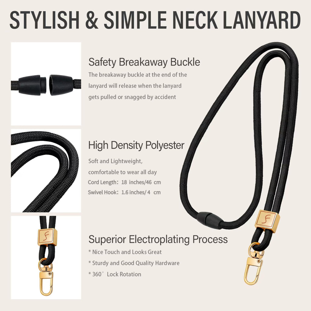 Fishent Lanyard, Cute Neck Lanyards for Keys ID Badges Holder, Keychain Key Teacher Lanyard with Safety Breakaway Buckle for Women Men, Black