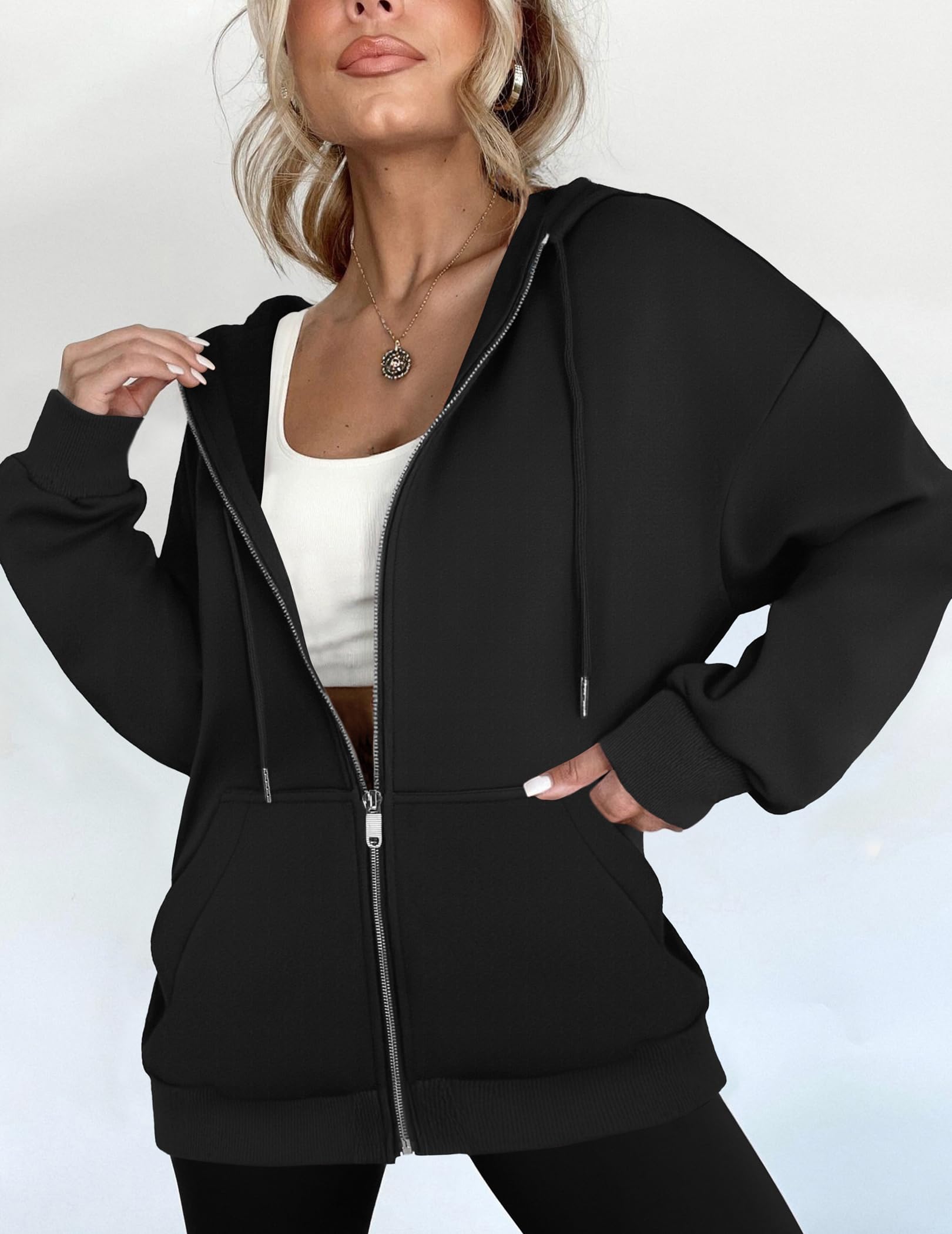 Zeagoo Hoodies Hoodie Sweatshirt Women Hoodies 2025 Fleece Jacket Women Oversized Sweatshirt Hoodies Black