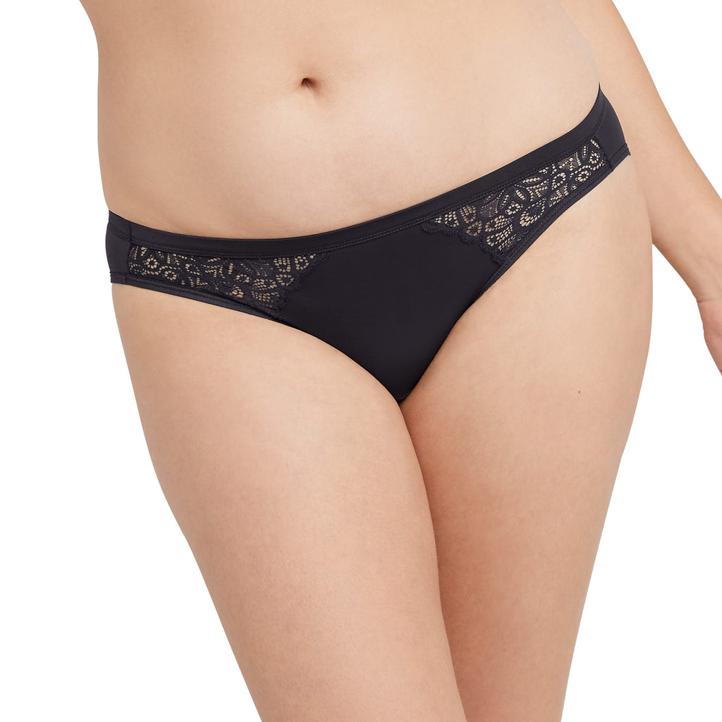 Maidenform Women's Moderate Protection Period Bikini Panties, Built-in Liner, Odor Guard, 3-Pack, Black, Black, Black