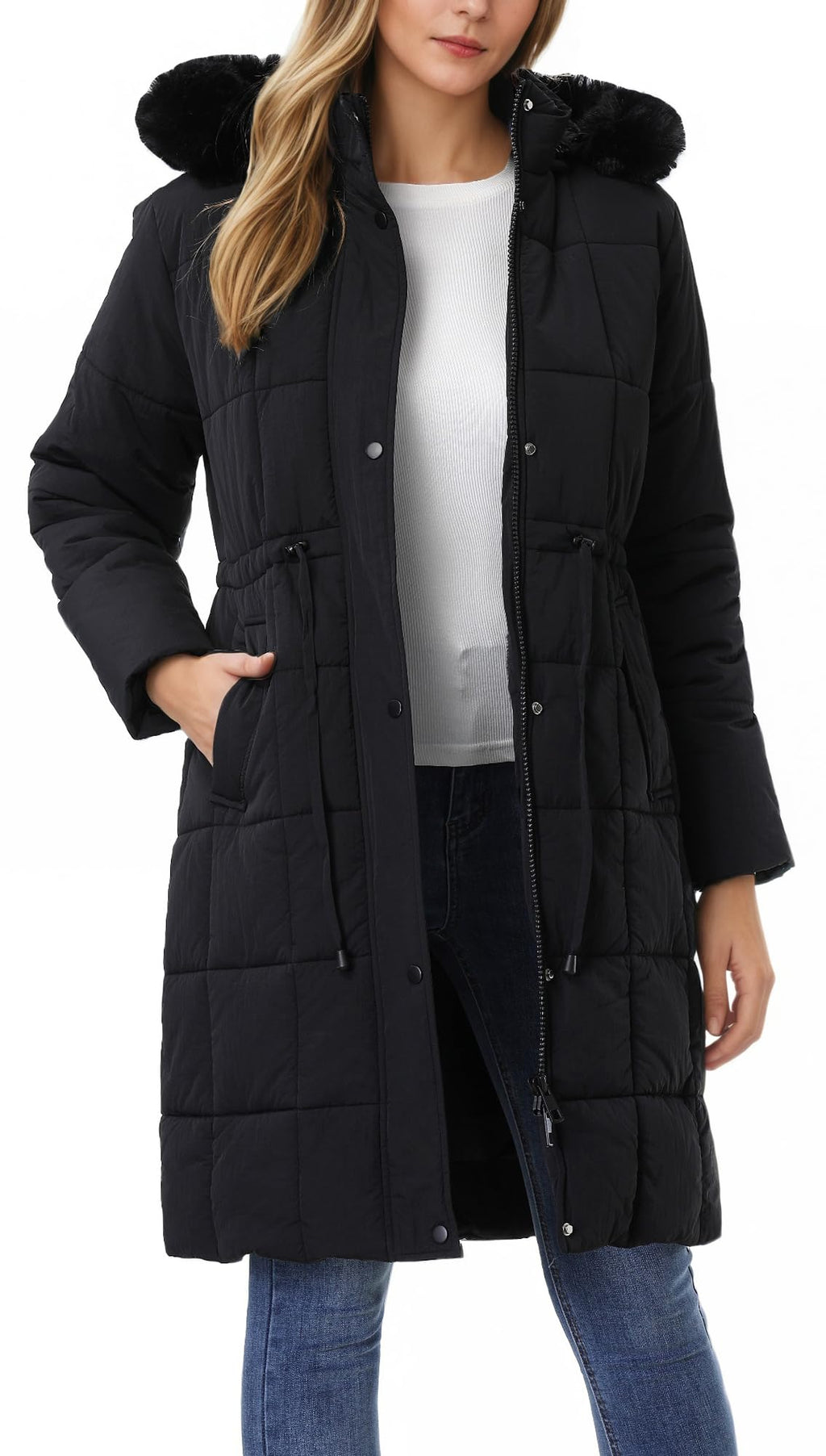 GOLDLADIES Women's Winter Coat Long Waterproof Parka - Warm Snow Jacket for Women, Windproof Winter Jacket with Hood, Heavy Duty Cold Weather Outerwear