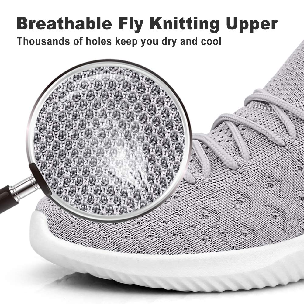 Feethit Mens Slip On Walking Shoes Lightweight Breathable Non Slip Running Shoes Comfortable Fashion Sneakers for Men Grey Size 10.5