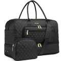LUOCIP Large Women Travel Duffle Bag, Carry on Bag with Wet Toiletry Pocket for Overnight, Weekend, Yoga, Gym, Business Trips, Sport and Hospital, Black