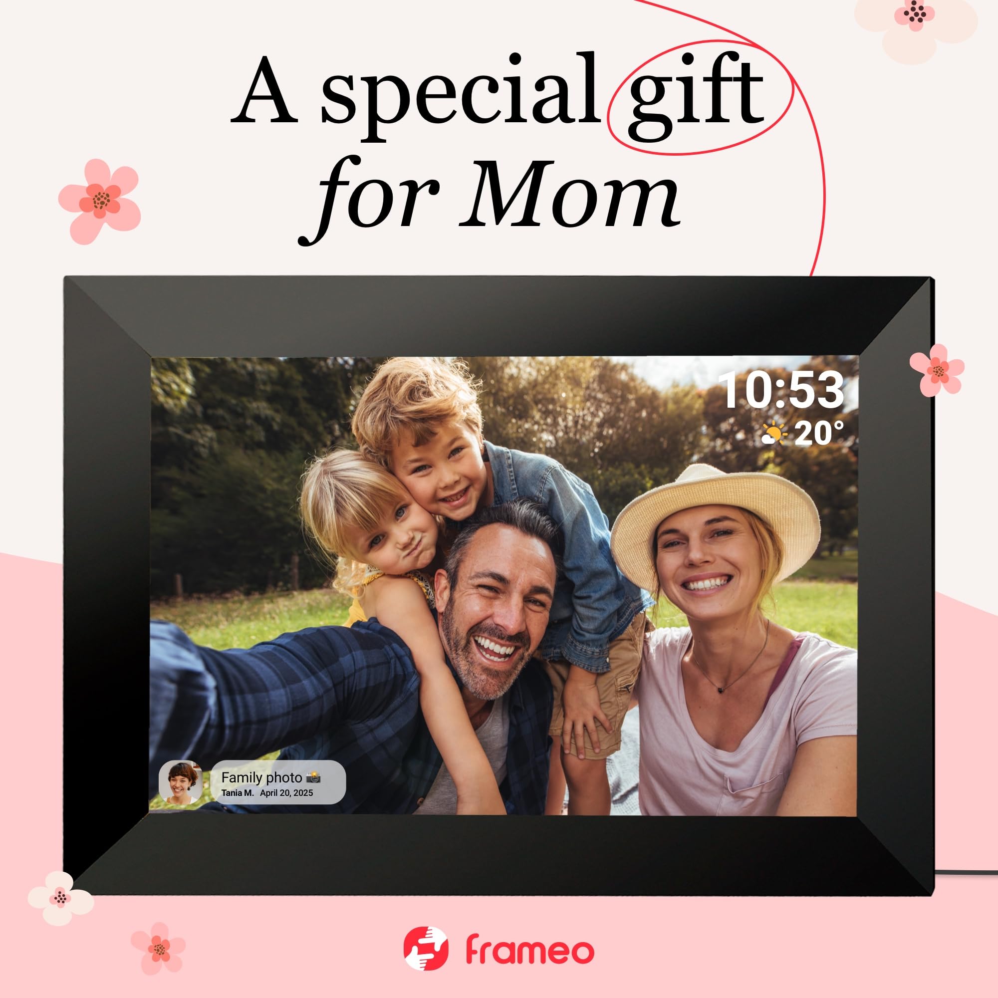 FRAMEO 10.1 inch 32GB Digital Picture Frame, IPS LCD Touch Screen, Auto-Rotate Easy Setup to Share Photos & Videos via Frameo from Anywhere, Gifts for Parents and Grandparents