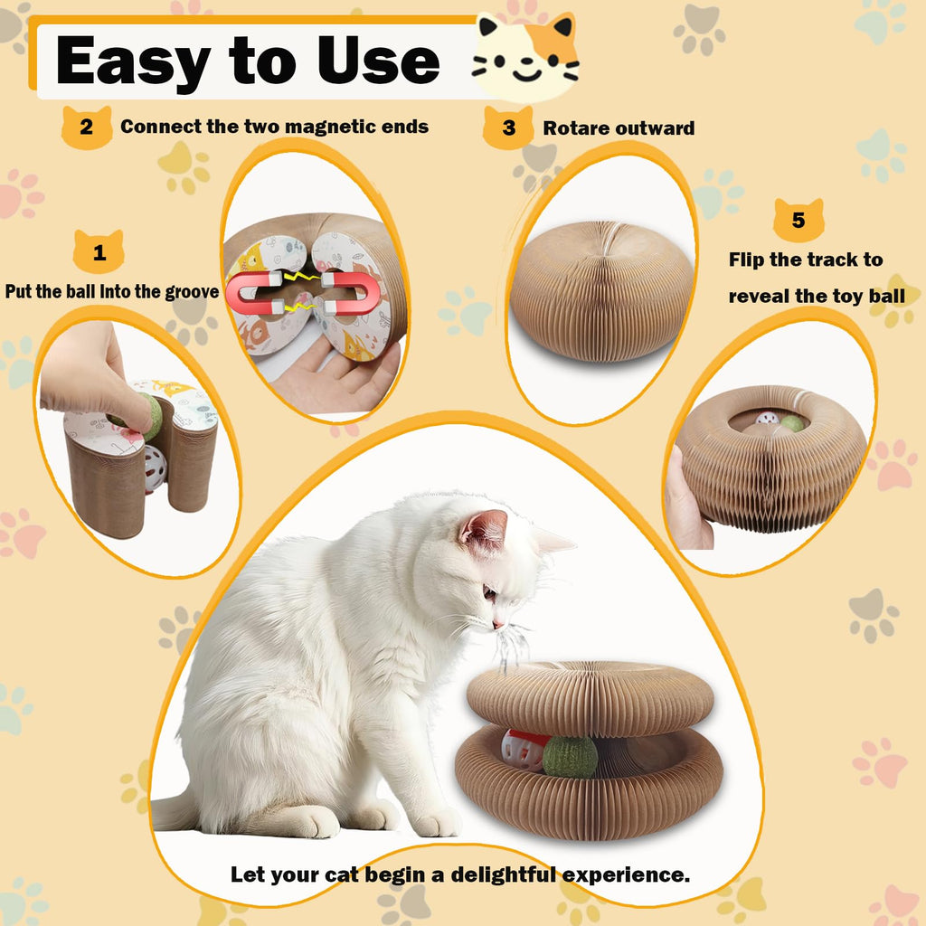 LGYJQTCMG Kitty Kurlz Cat Toys Magic Organ Cat Scratcher Shape Shifting Cat Toy with Catnip Balls Cat Puzzle Toy Accordion Ultimate Interactive Kitten Toys for Indoor Cats
