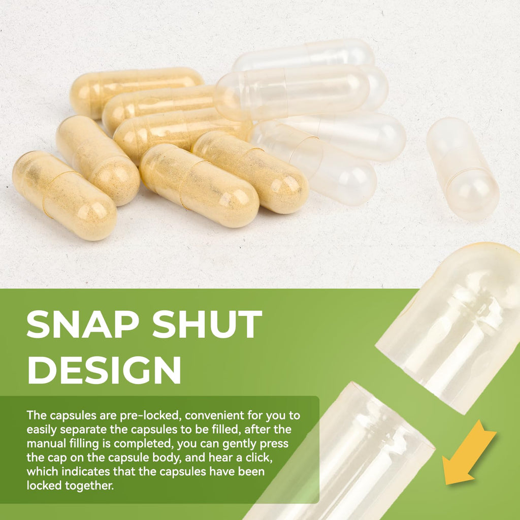 VGTPC Size 000 Empty Vegetarian Capsules, (1000 Count) Vegan Clear Fillable Veggie Pill Capsules for DIY Supplement Filling