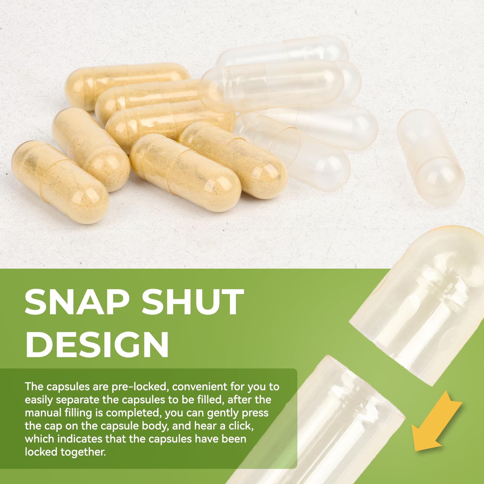 VGTPC Size 000 Empty Vegetarian Capsules, (1000 Count) Vegan Clear Fillable Veggie Pill Capsules for DIY Supplement Filling