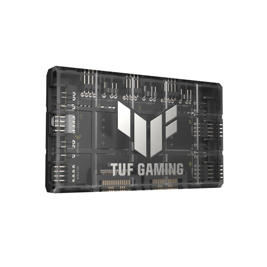 ASUS TUF Gaming ARGB PWM Fan Hub (Connects six case Fans, PWM Fan and RGB Connector, Clear Power and Operation Indicators, Stable Dual SATA Power Support)
