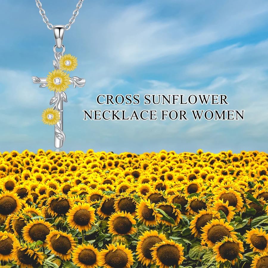 PYTALI Diamond Sunflower Necklace for Women S925 Sterling Silver Lab Grown Diamond Sunflower Necklace Jewelry Gift for Women