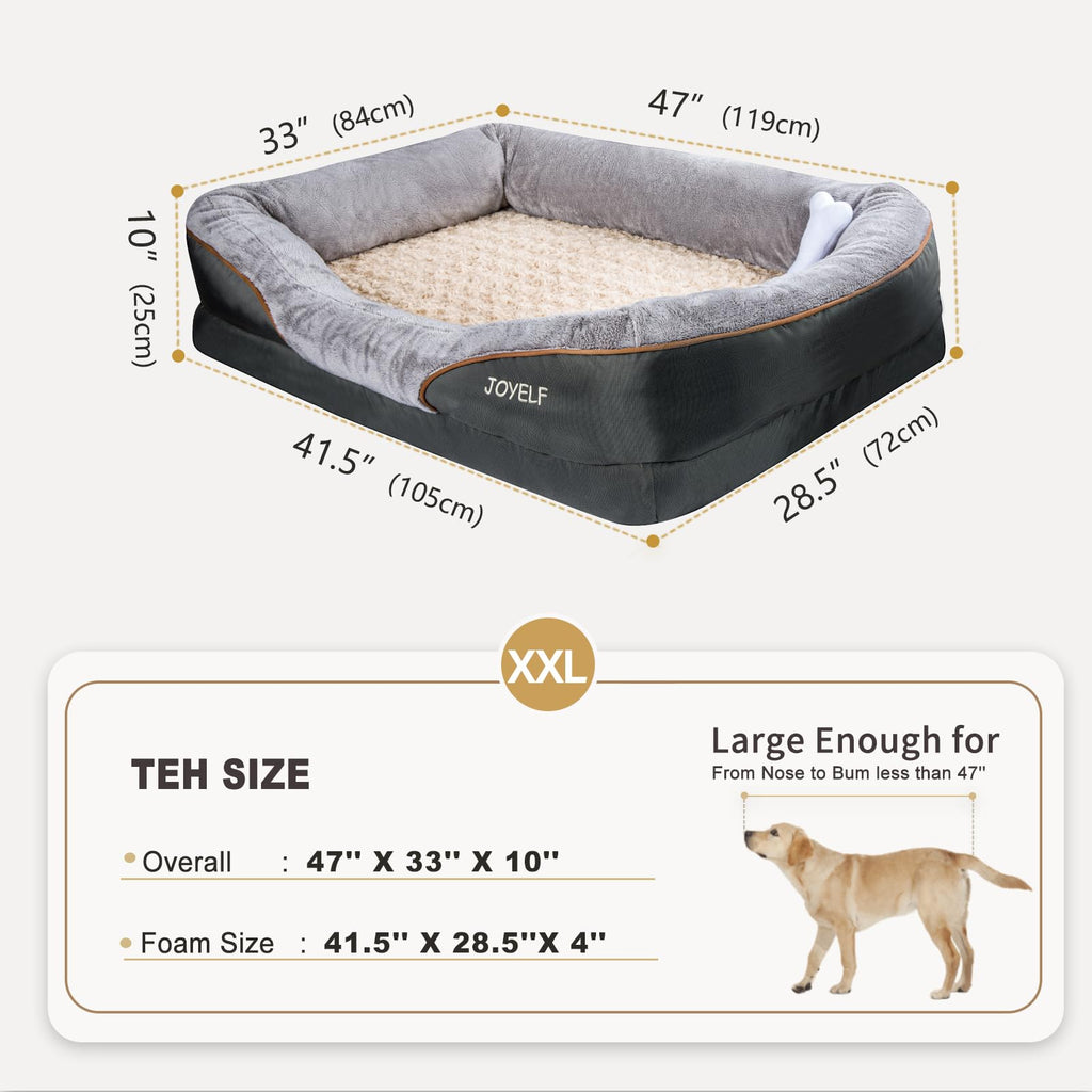 JOYELF XXLarge Memory Foam Dog Bed, Orthopedic Dog Bed & Sofa with Removable Washable Cover for Large Dogs
