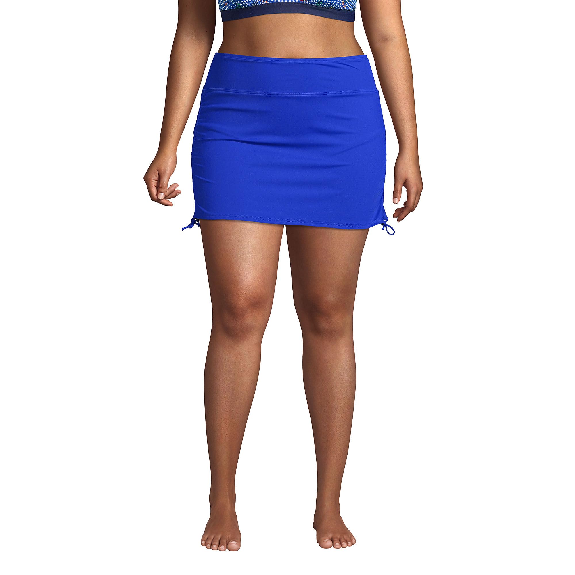 Lands' End Womens Chlorine Resistant Adjustable Swim Skirt Control Electric Blue Regular 4