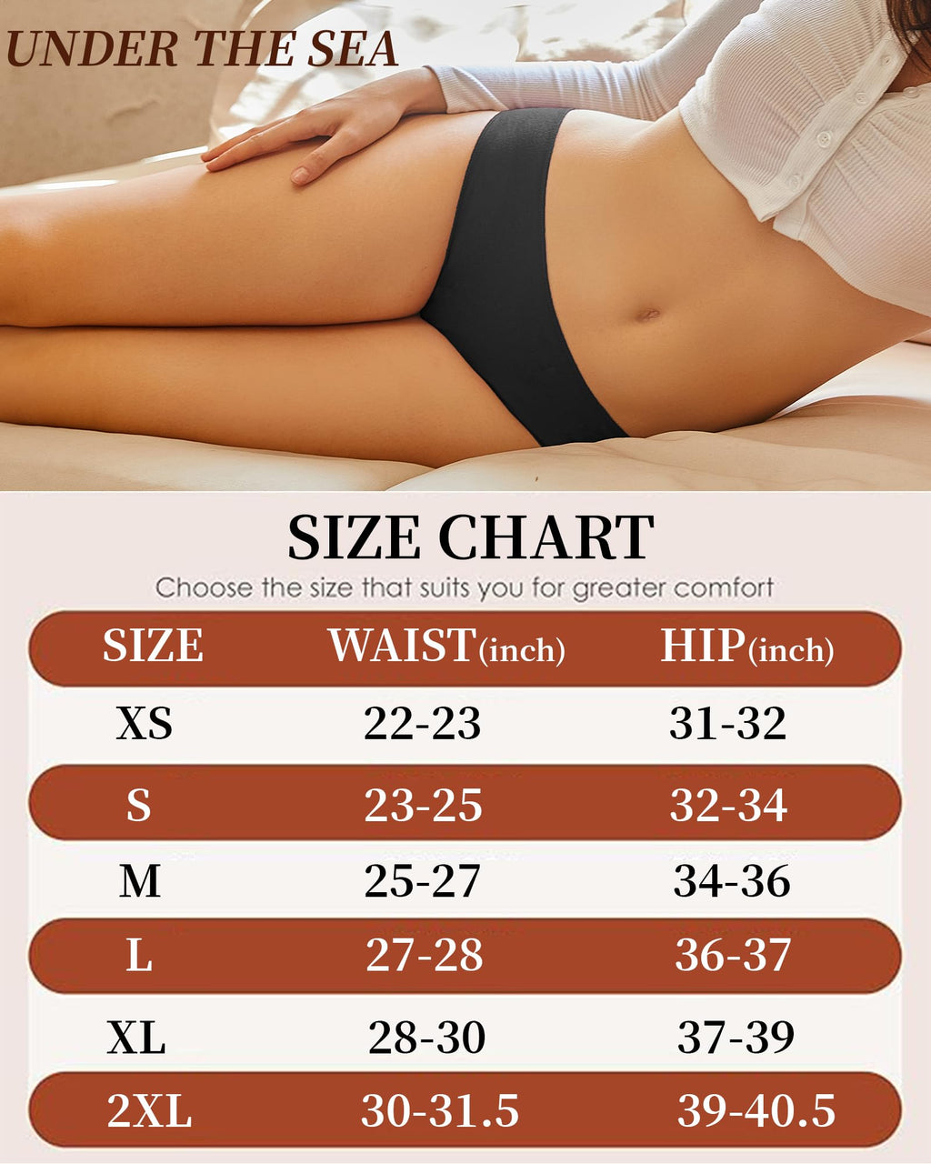 UNDER THE SEA Cotton Underwear for Women 6 Pack Sexy Bikini High Cut Breathable Cheeky Panties Underwear Womens Lingerie Outfits Clothes