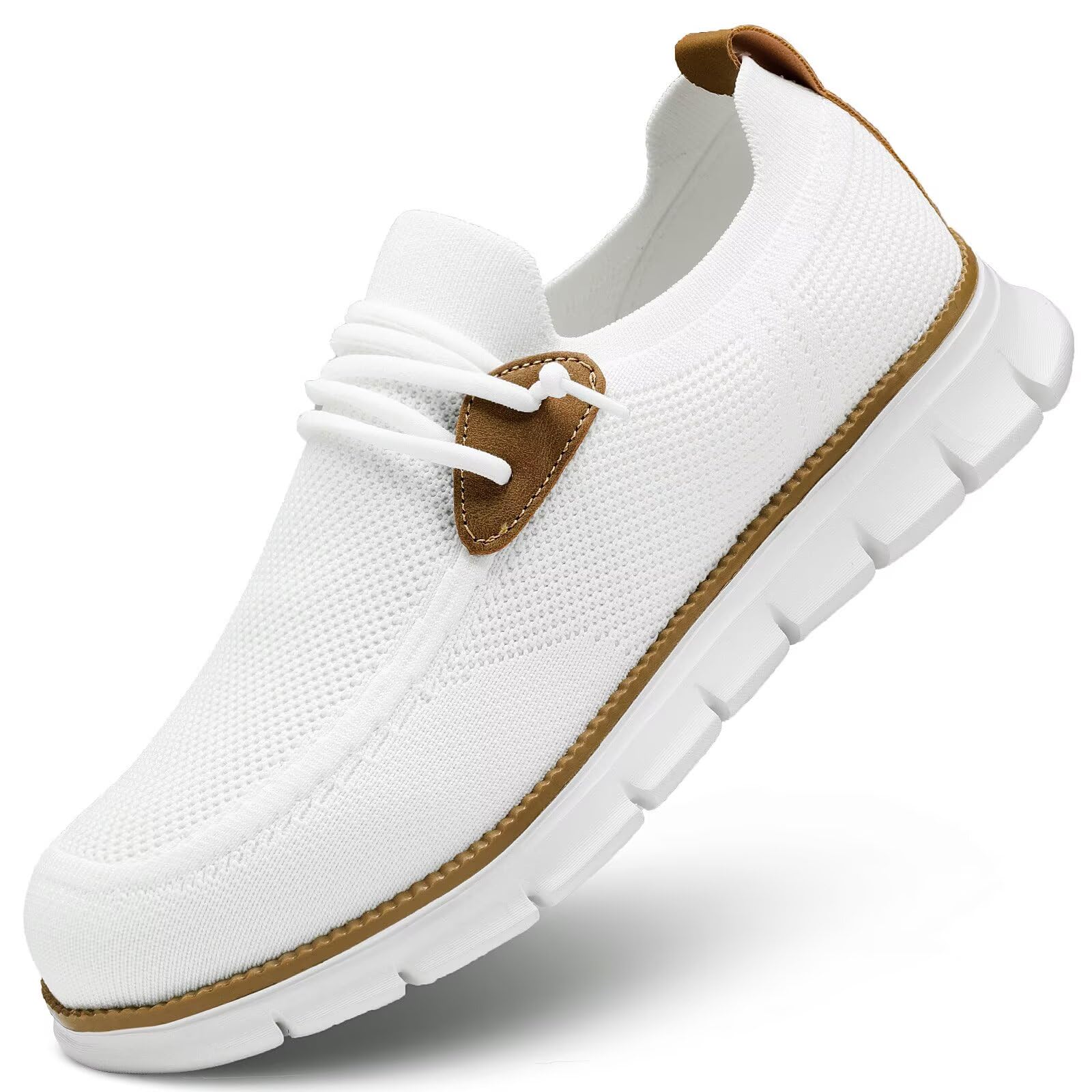 Mens Casual Loafers Shoes Slip On Fashion Walking Dress Sneakers Business Oxfords Work Lightweight Soft Sole Zapatos All/White