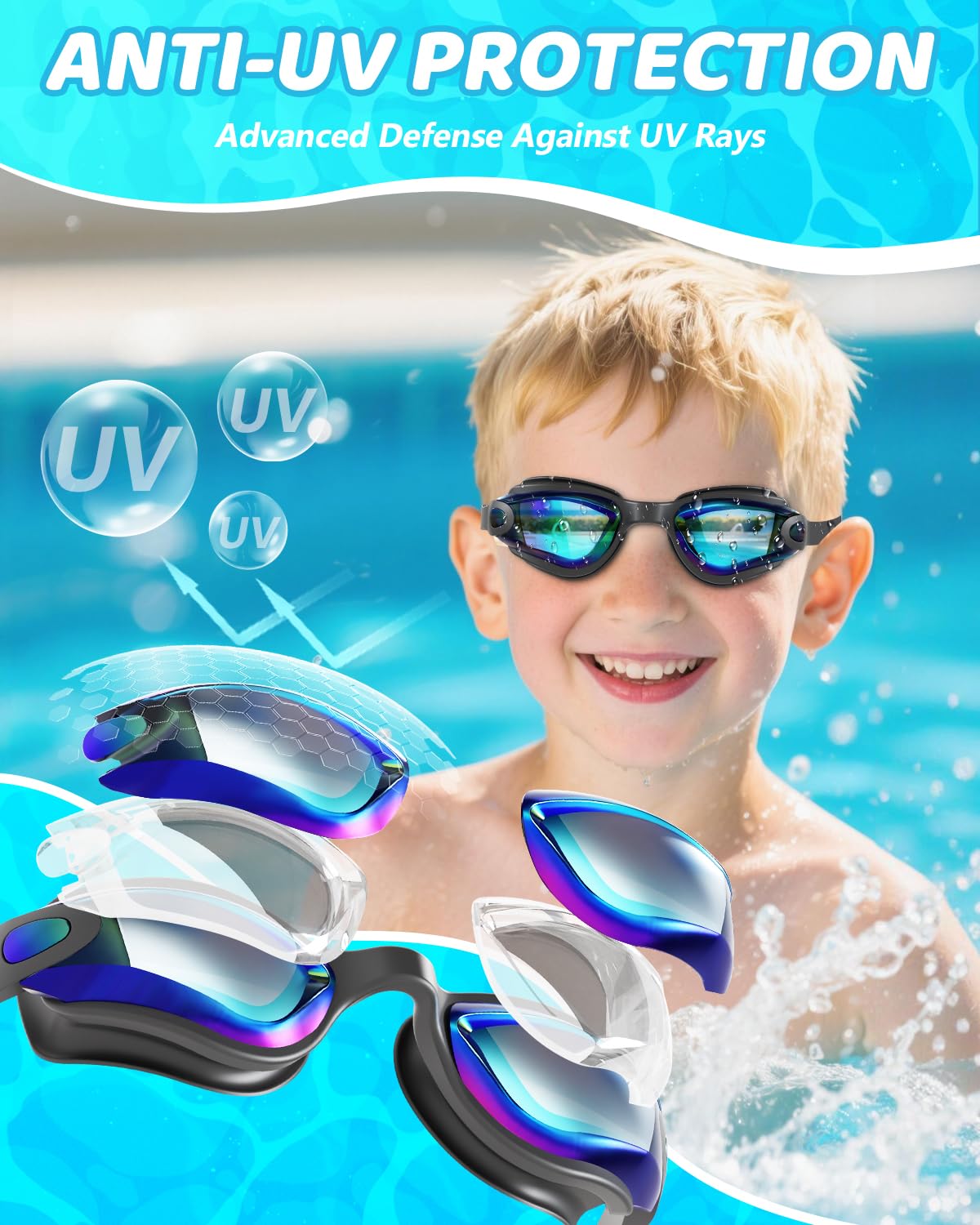 Aegend Kids Swim Goggles, Pack of 2 Swimming Goggles for Children Boys & Girls Age 3-14