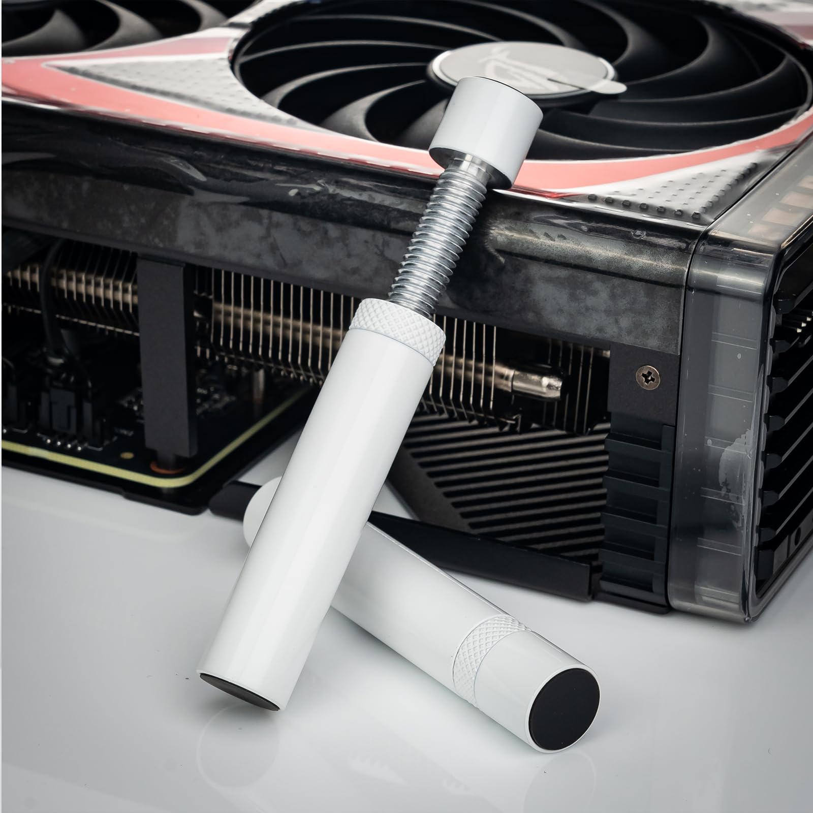 Uyubao GPU Support Bracket, Graphics Card GPU Brace Support, Video Card Sag Holder Bracket with Magnet & Non-Slip Sheet,White, L(74mm-120mm)