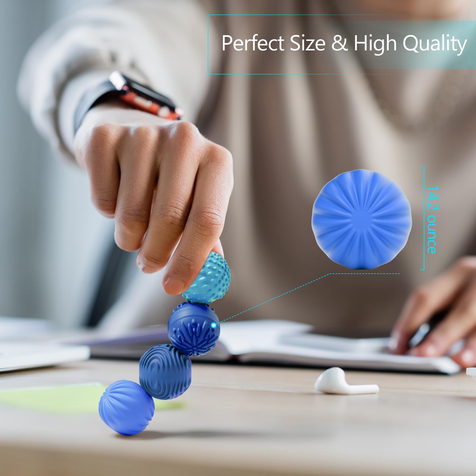 luckdoor Silicone Magnetic Balls Fidget Toys for Adults & Teens,4PCS Stress Relief Sensory Toys for Autism ADHD Anxiety,Fun Textures Gadgets,Office Desk Toy,Stocking Stuffers for Men Women Teen Gifts