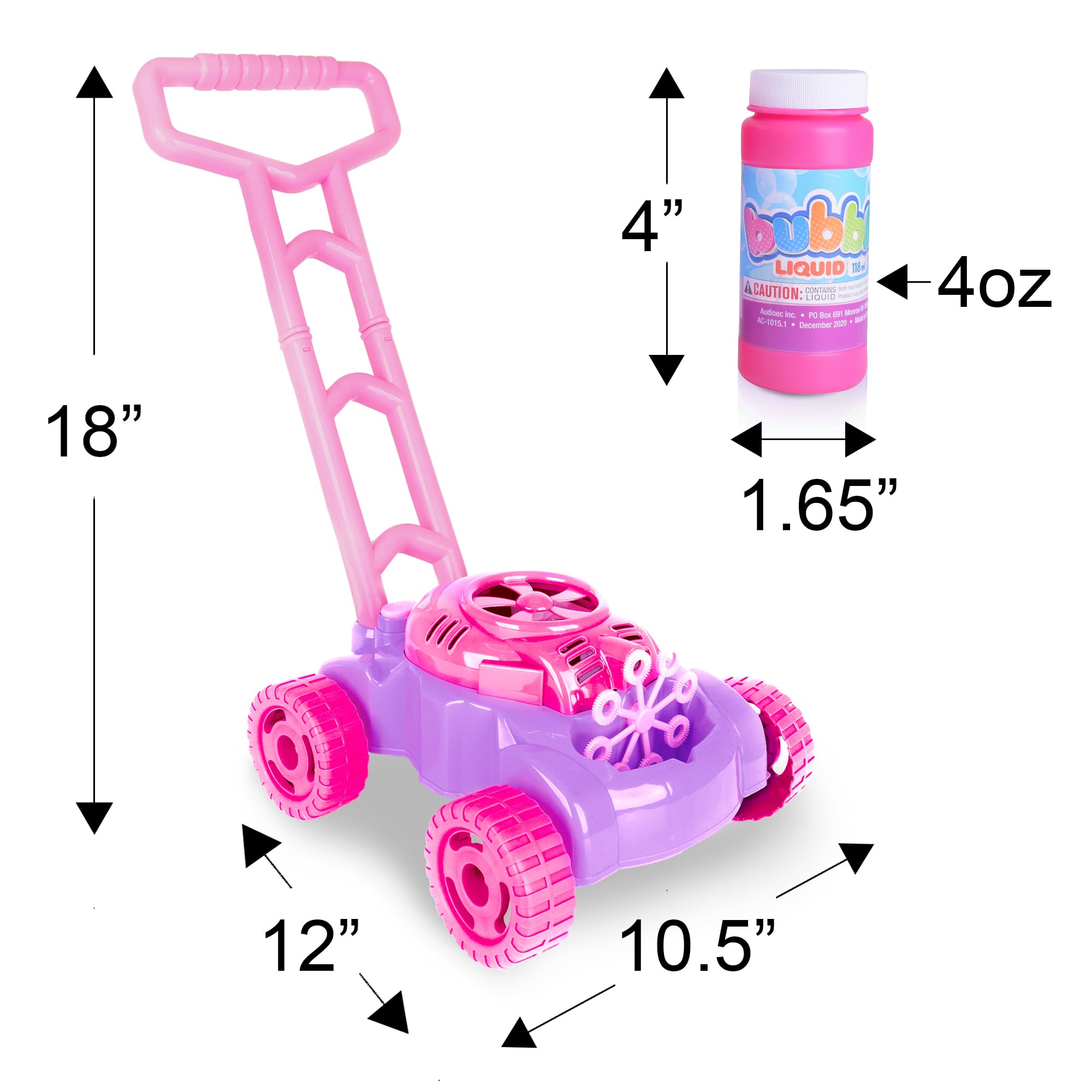 ArtCreativity Bubble Lawn Mower for Toddlers 1-3, Kids Bubble Machine for 1-Year-Old Girl Gifts, Xmas Gifts for Kids, Push Toys for Toddlers Age 1 2 3+ Birthday Gifts for Preschool Girls