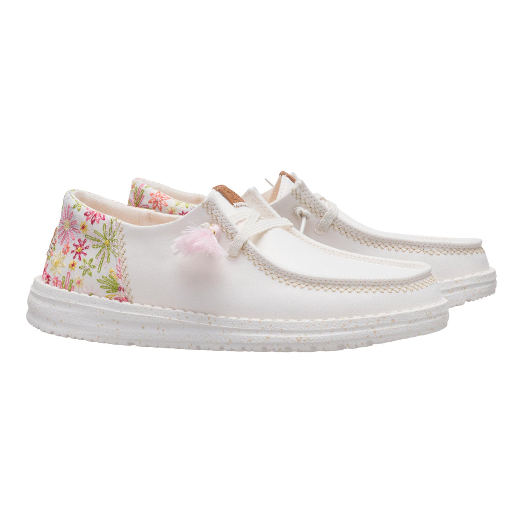 HEYDUDE Wendy Funk Embroidered Floral Ivory/Multi Size 8, Women’s Shoes, Slip-on Loafers, Comfortable & Light-Weight