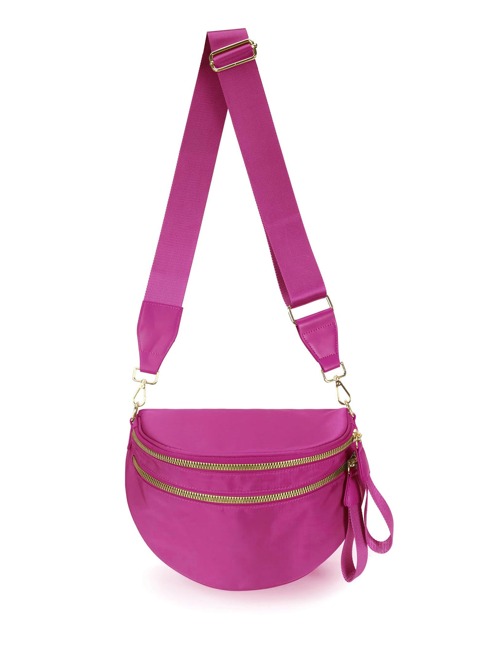 FEIBOON Spacious Nylon Crossbody Bag Bum Bag Handbags Wallets Purses Trendy Shoulder Bag for Women (rose)