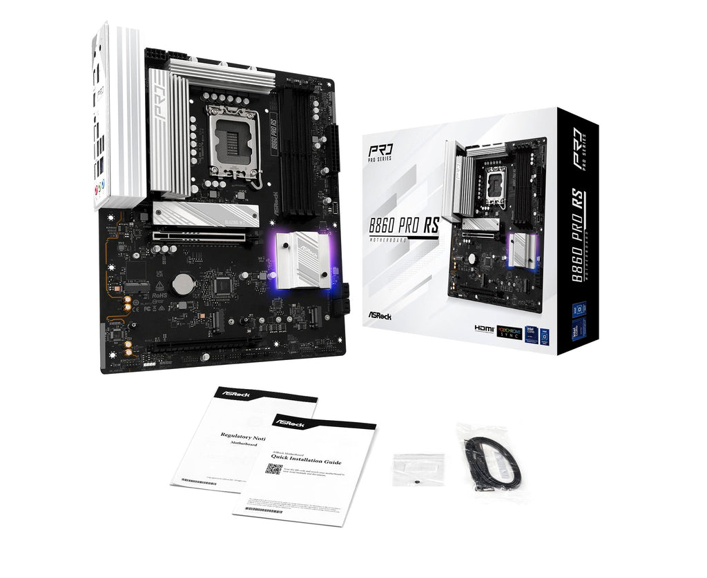ASRock B860 Pro RS Intel Core Ultra DDR5 8666 MHz 256GB M.2 LGA1851 ATX Motherboard SATA3 6.0 Gb/s PCIe 5.0 BIOS Flashback