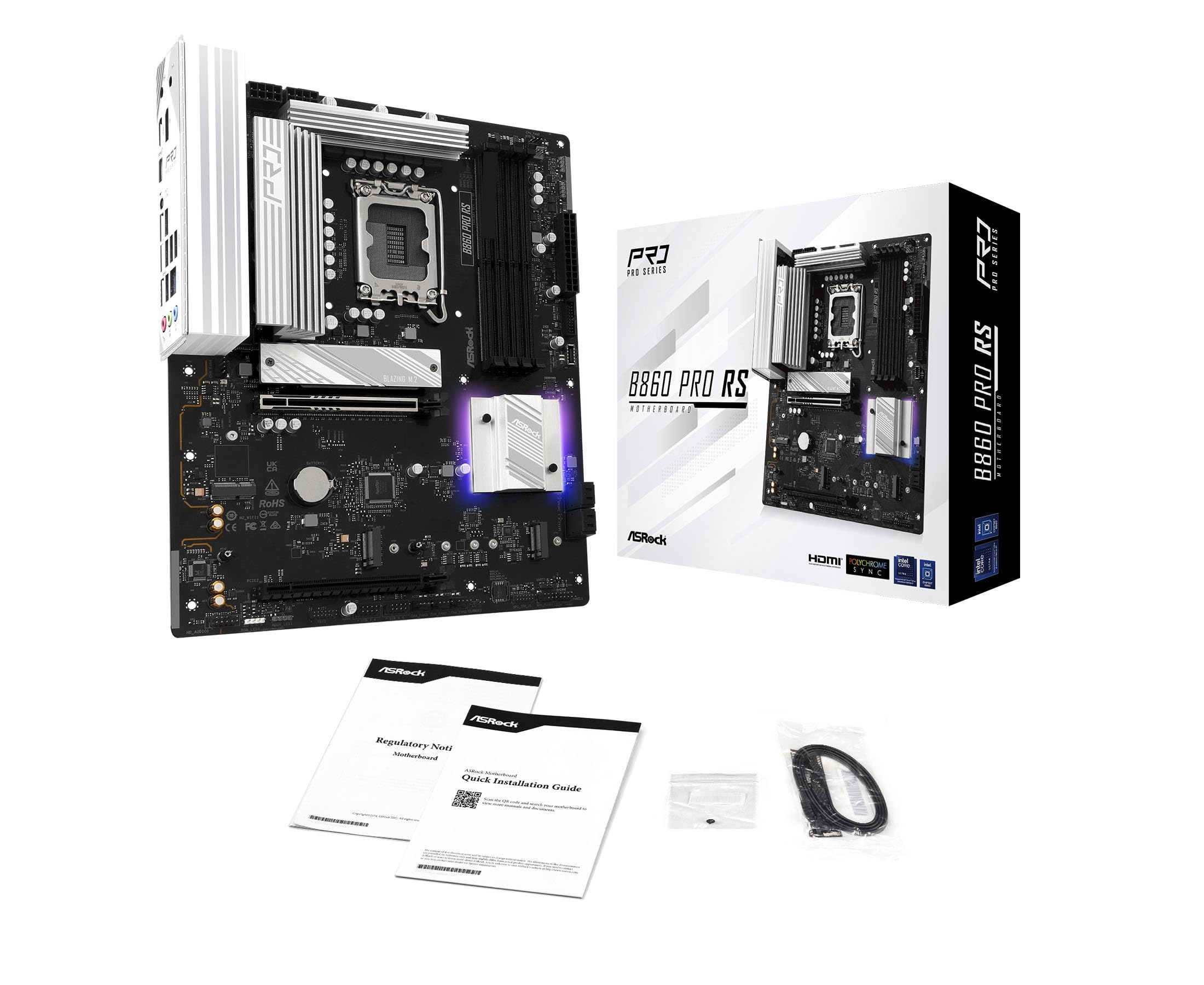 ASRock B860 Pro RS Intel Core Ultra DDR5 8666 MHz 256GB M.2 LGA1851 ATX Motherboard SATA3 6.0 Gb/s PCIe 5.0 BIOS Flashback